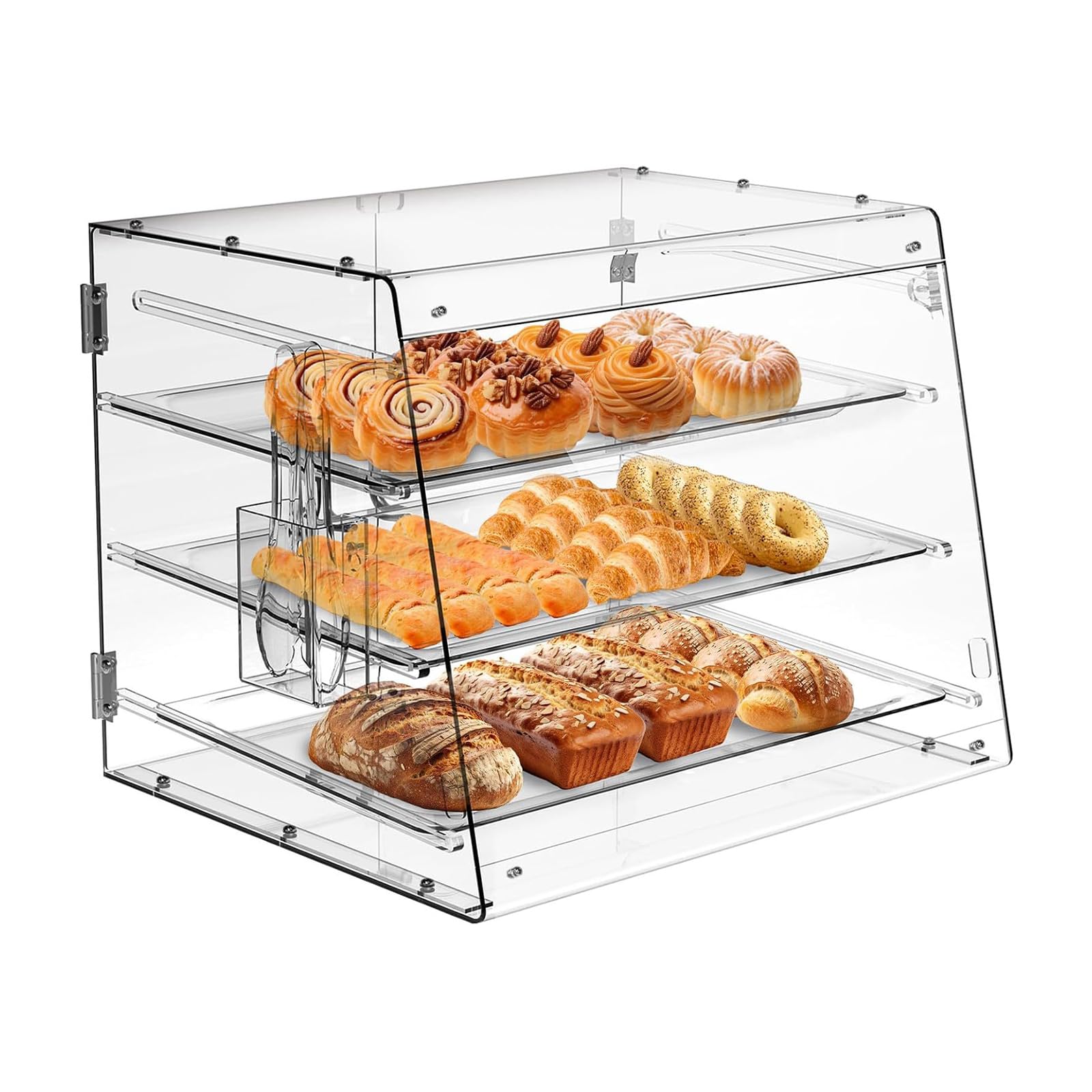 3 animali chiaro vetrina panetteria, commerciale Countertop pasticceria espositore caso, acrilico torta scaffale armadio con 3 vassoi e torta servire pinze per pane, biscotti, ciambella, cupcake