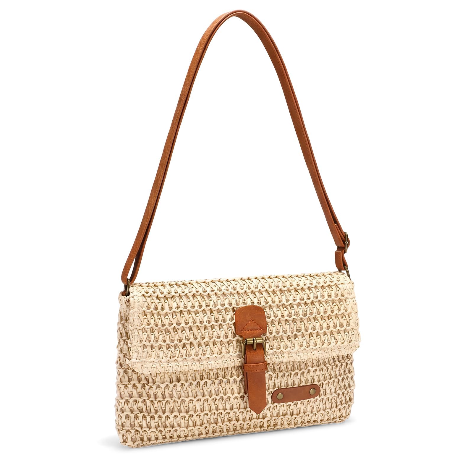 Straw Bag Beach Purse Summer Purses for Women Vacation Handbags Woven Crossbody Bags Straw Shoulder Bag