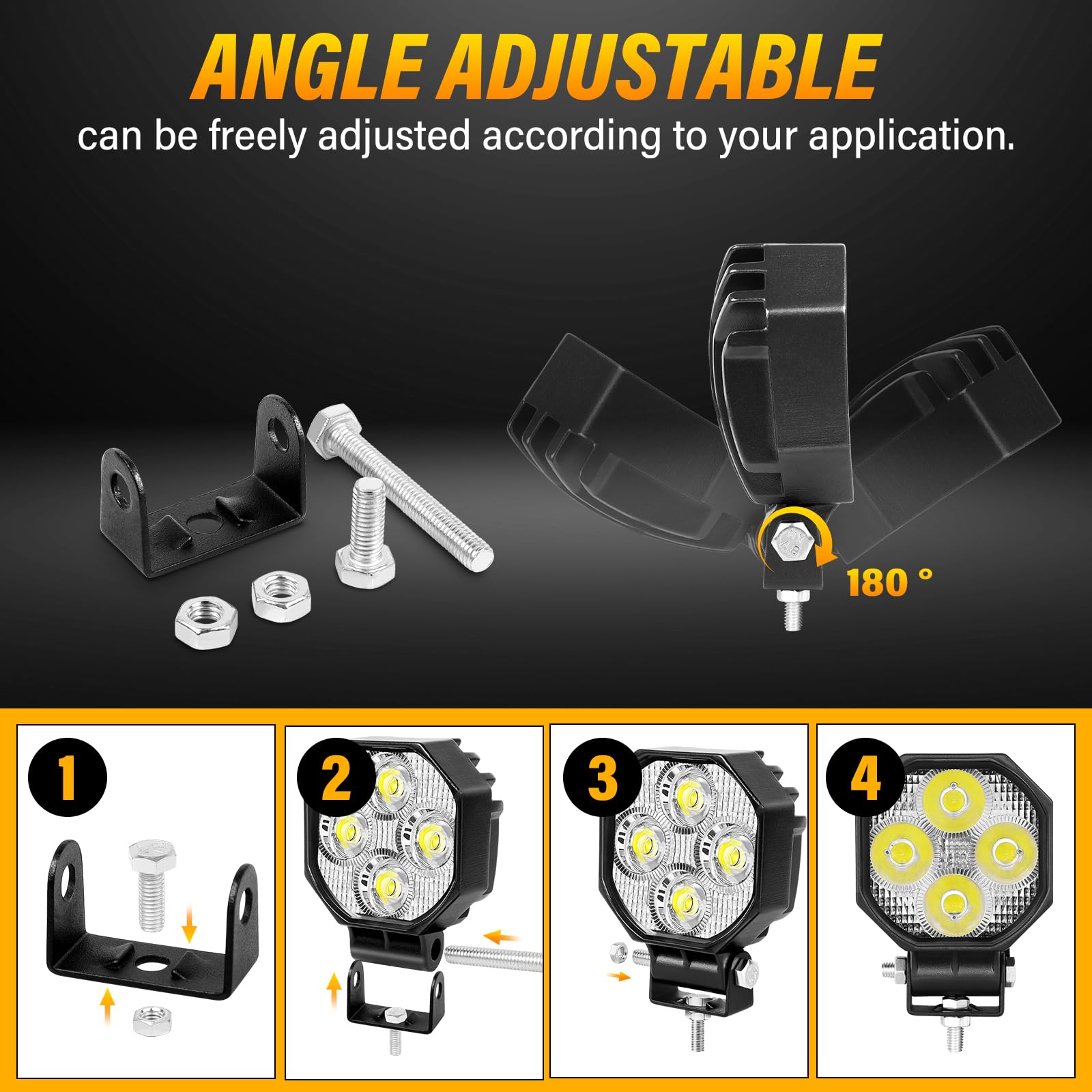 SKYWORLD 2 Pcs Mini Led Work Light, 2.8 inch 16W Spot Beam 12V 24V Outdoor Driving Lights Lamp for Car Off road Truck 4x4 SUV ATV Tractors Excavator Boat Motorbike Dirtbike, 6000K White, Fog Lamp