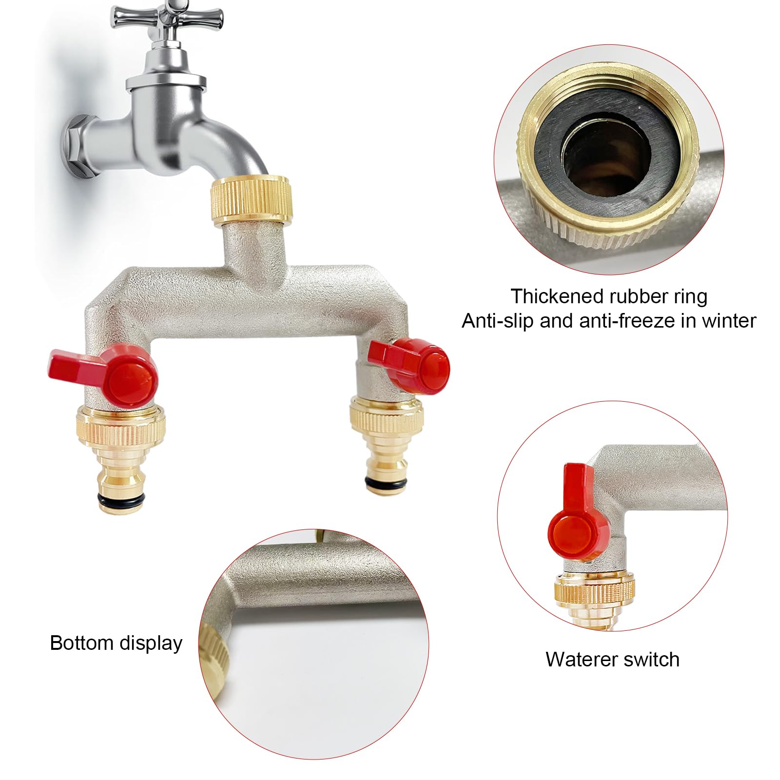 Vie in Ottone Distributore di Collegamento Dell'acqua in Ottone da 3/4 Pollici con Valvola a Sfera per la Regolazione e la Chiusura del Flusso D'acqua (2)