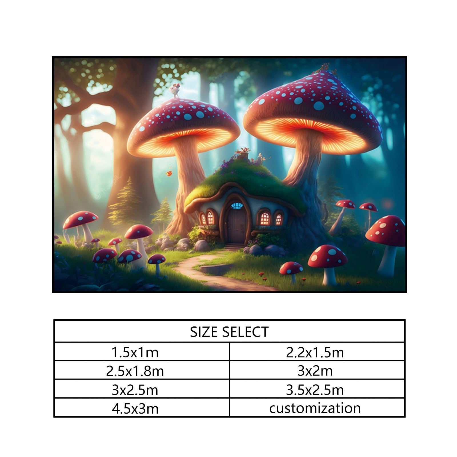 YongFoto 3x2,5m Foresta delle fiabe Sfondo Casa Incantata Bosco Fungo Prato Alberi Sunlight Paese delle meraviglie Sfondo di fotografia per i bambini Compleanno Baby Shower Puntelli per fotografico