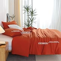 Vista 4 de COTTEBED - Juegos de edredón naranja Queen en oferta Prime, ropa de cama ligera lavada suave para todas las estaciones, edredones alternativos al