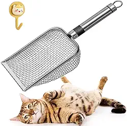 Pa de Areia para Gatos，Pá de Areia Higiênica para Bandeja de Areia para Gatos, Espátula de Malha de Aço Inoxidável，Telas para Esterco Animal, Para Bandeja de Areia (Diâmetro do furo 2.8mm)