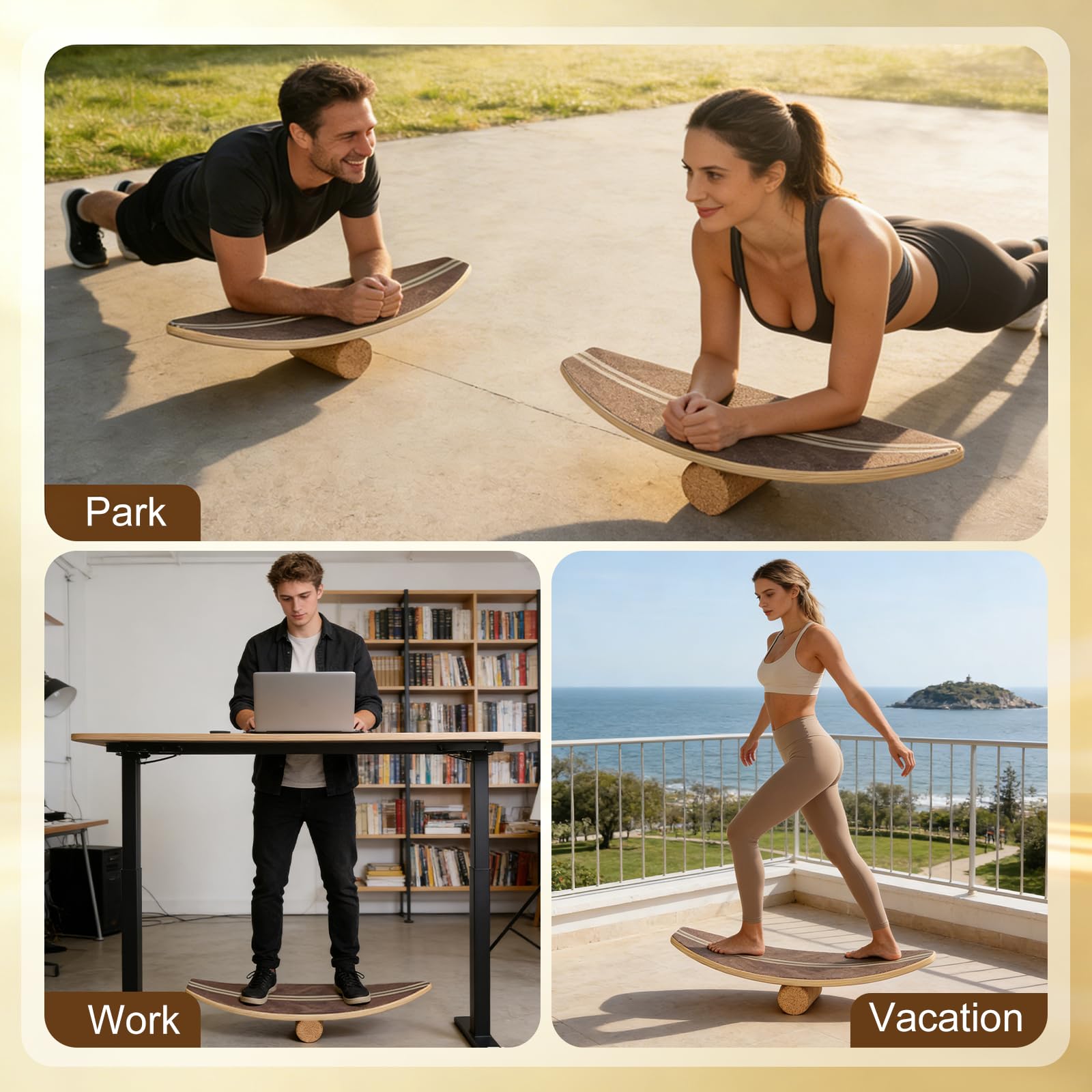 Balance Board,Waveboard Wobble Board,Wackelbrett Balanceboards - Surf-Trainer Erwachsene & Jugendliche,Gleichgewichtstrainer Balance Board Kinder,Balance Board Holz bis 150 kg Belastbar