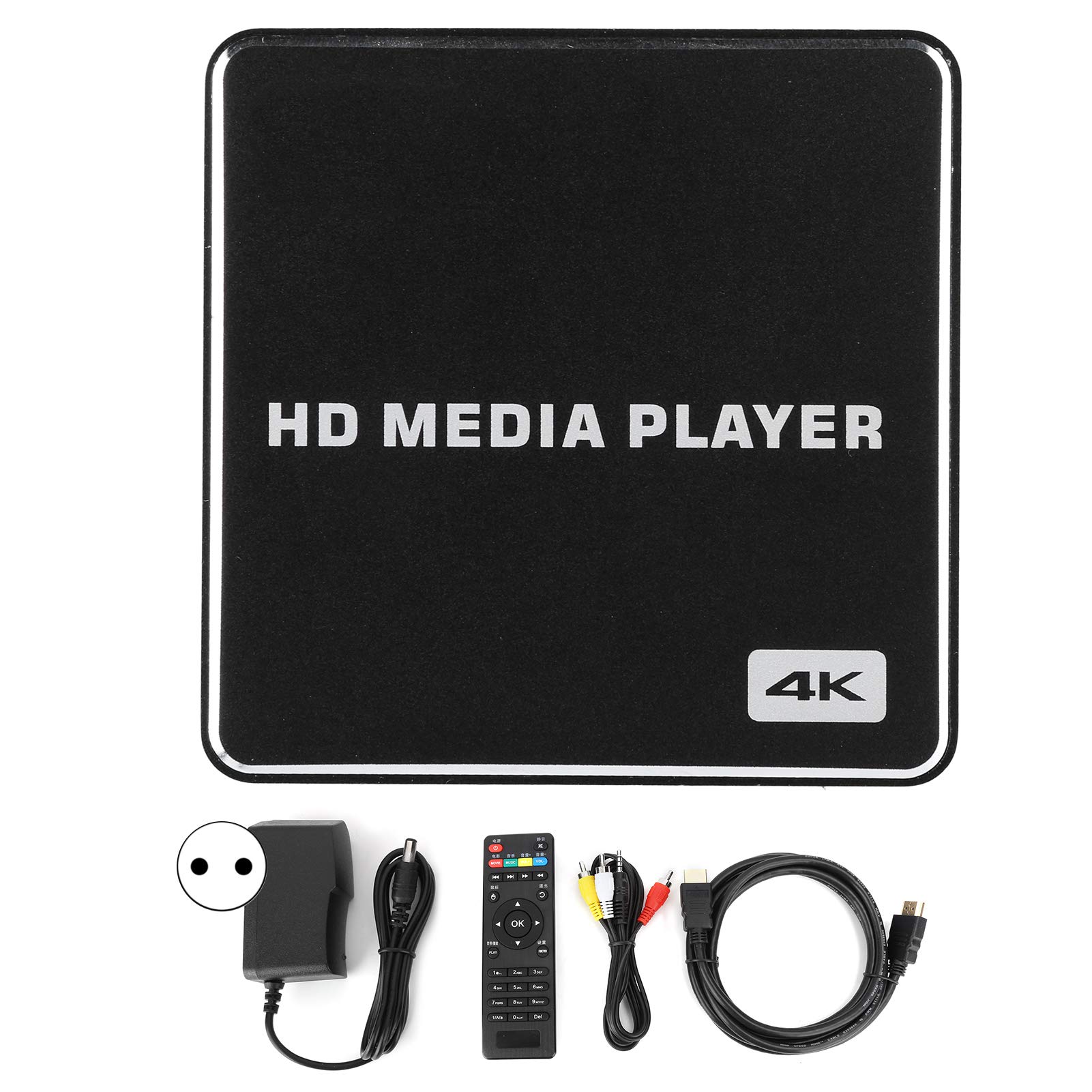 Lettore multimediale 4K con Telecomando, Lettore MP4 Digitale Portatile Mini 1080P Full-HD Ultra Media Player, Supporto HDMI, AV, HDR, Orizzontale, per Video, Foto, Musica(Me)