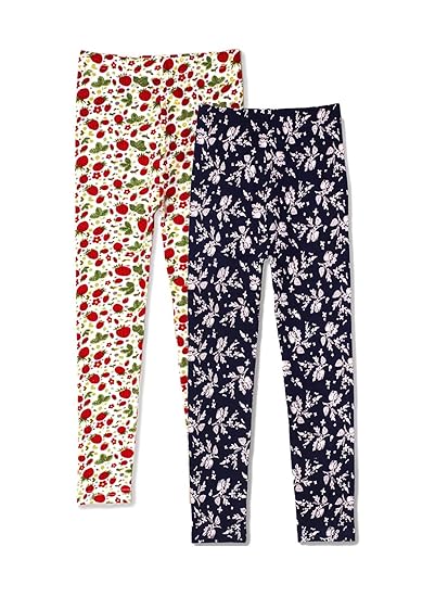 Girls Cotton Girls Pack of 2 Printed Ankle-Length Leggings for 2 to 12 Years