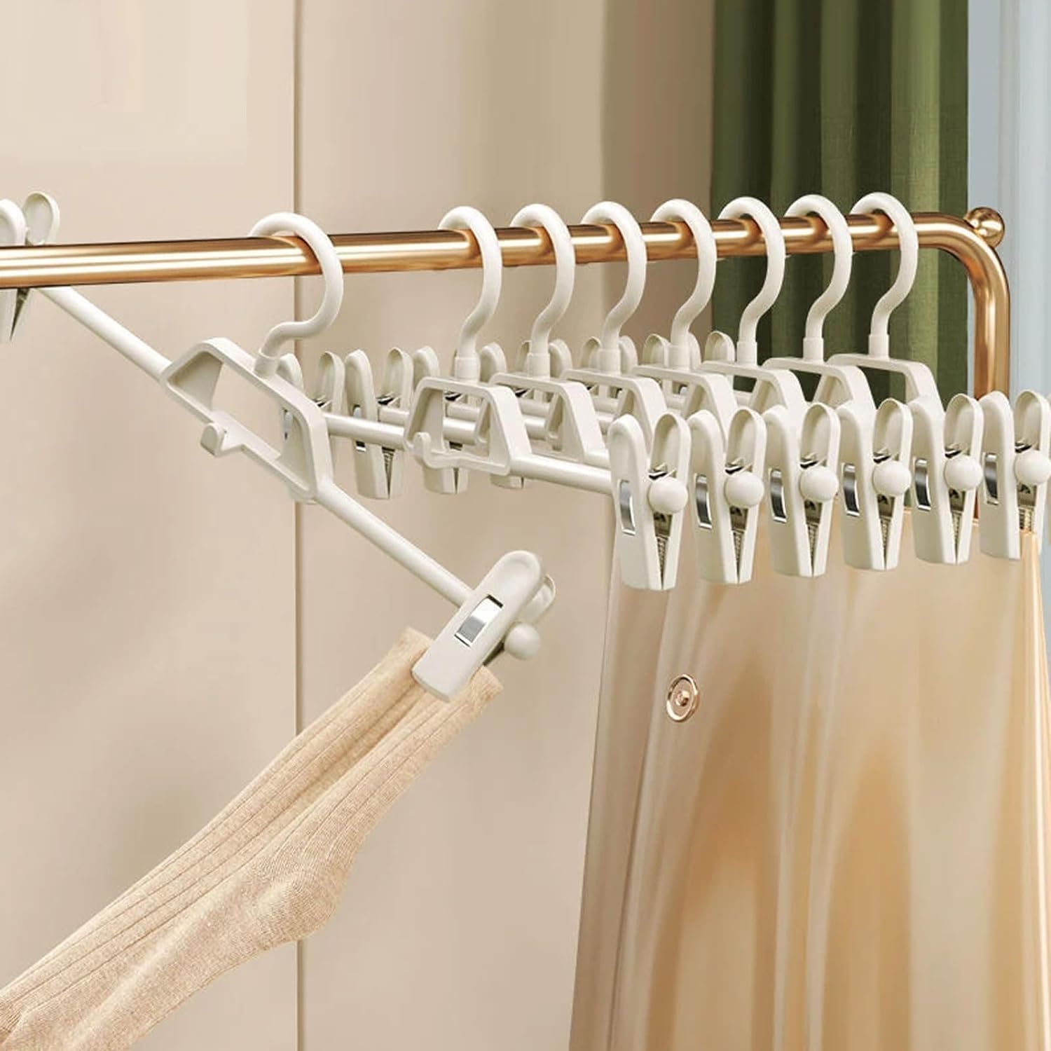 Perchas Camisas Colgador De Clavija para Falda, Gancho para Ahorrar Espacio, Soporte para Pantalones, Pinza De Ropa Ajustable, 10 Uds. Hombros para Perchas(Grün)