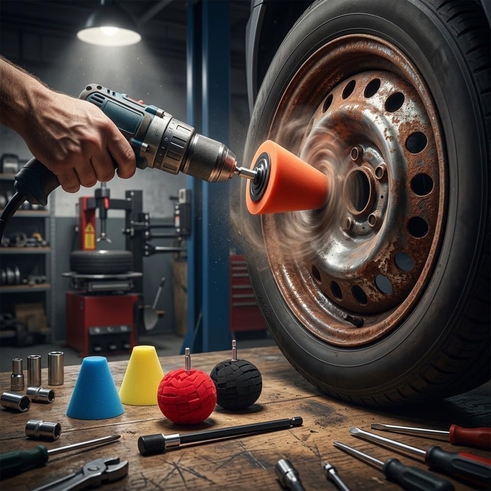 Kit 6 Piezas Esponjas Cono Pulido Llantas Coche Taladro