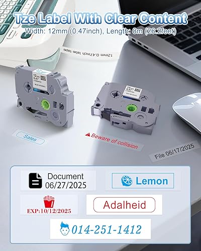 Vista 3 de BOYEEZON Paquete de 5 cintas de color laminadas de 0.019 in, compatibles con Brother P Touch TZe-131, 132, 133, 232, 233, 0.47