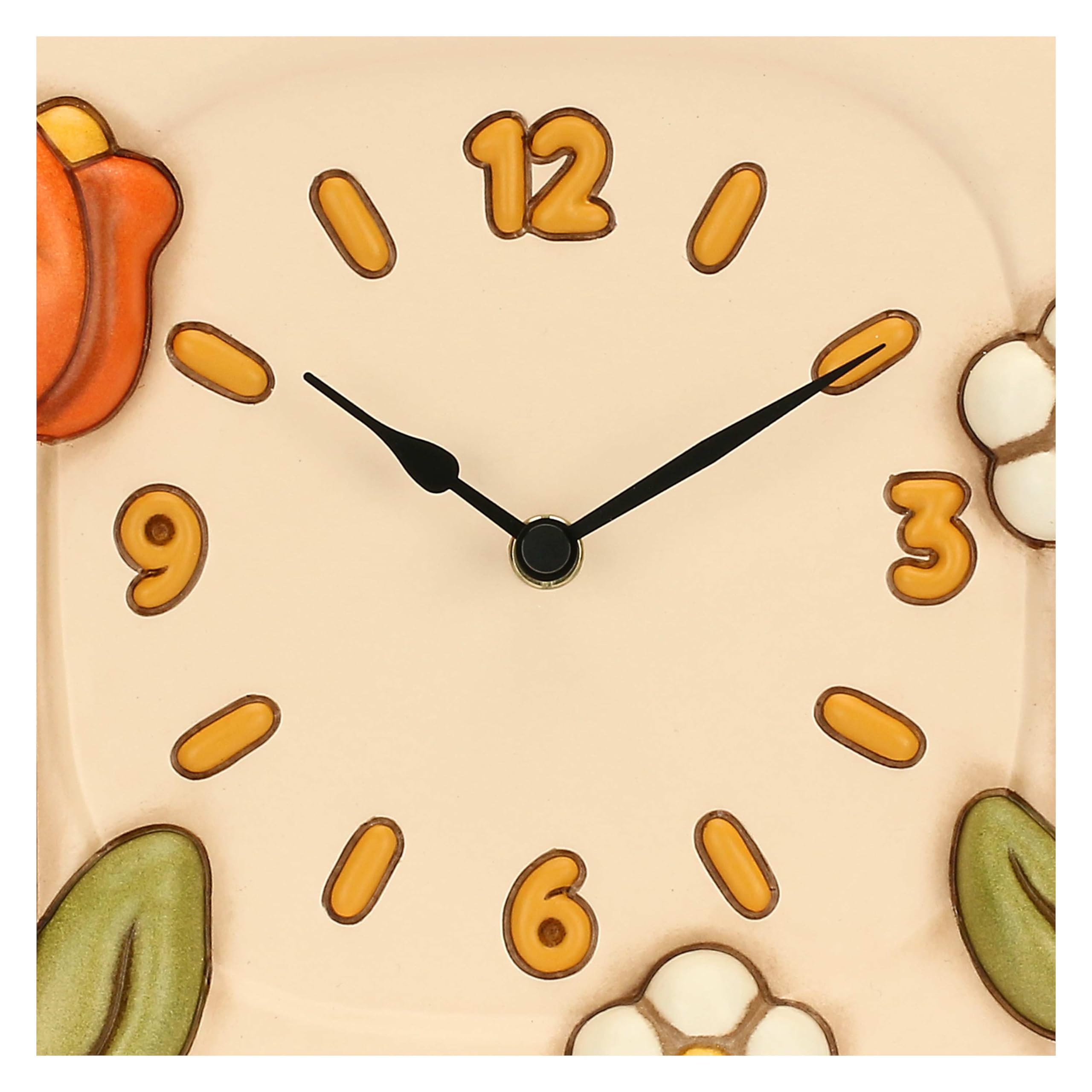 THUN, Orologio in Ceramica Decorata a Mano, Versione Grande, Linea Happy Country, Idea Regalo per la Casa, 26 x 26 x 4.5 cm