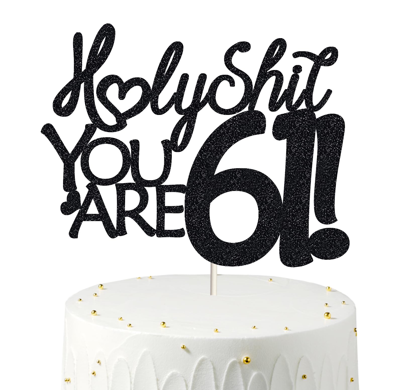 Happy 61st Birthday Cake Topper 61 Birthday Cake Toppers-Black Glitter, Funny 61st Cake Topper for Men For Women, 61st birthday decorations,61st Birthday Cake Topper Sixty one