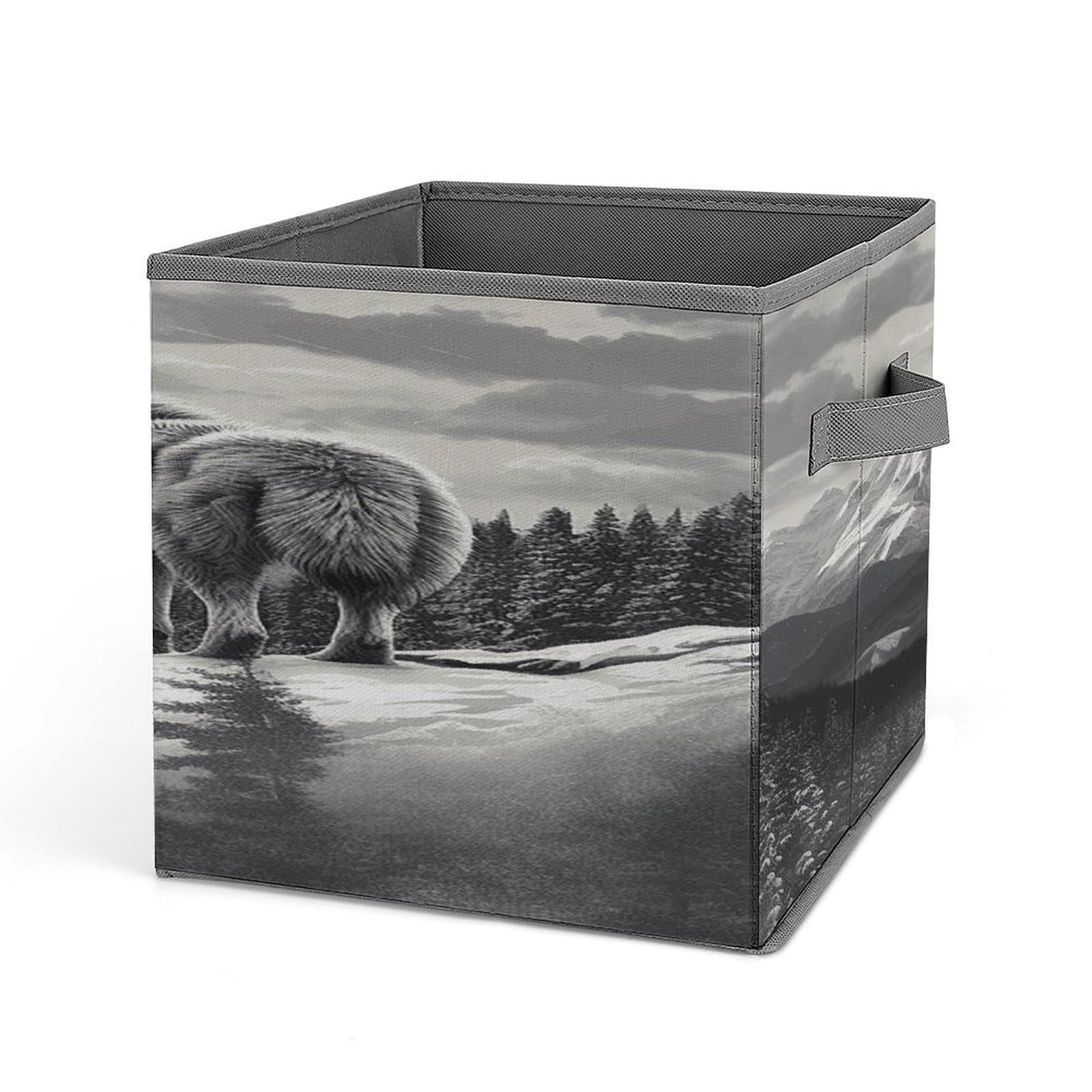Fekiloot Style Snow Mountain Lone Wolf Storage Bins Storage Baskets