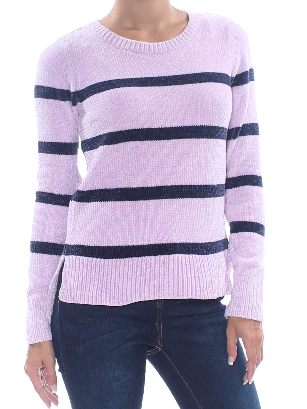 V-Neck Chenille Sweater Blu Notte Combo