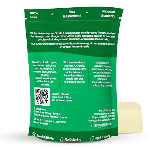 Miniatura 9 de Manteca orgánica de karité en formato de 16 onzas de White Naturals. Producto no refinado, 100% puro, crudo, grado A. Uso como hidratante para piel,