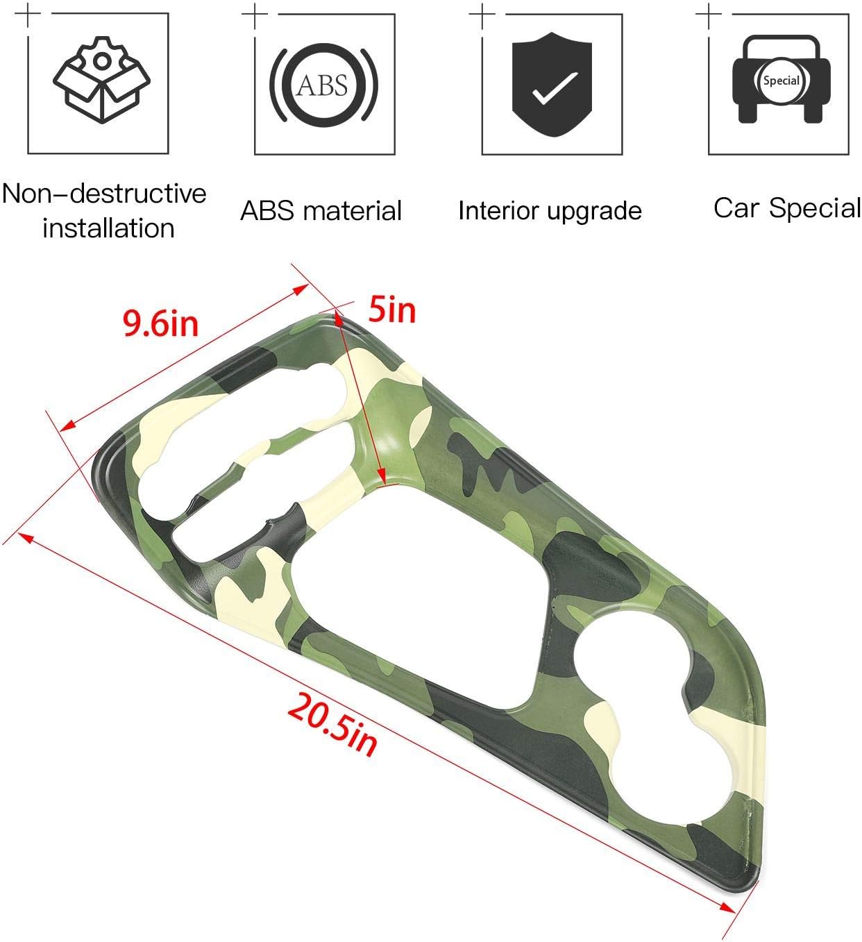 JeCar Interior Trim Gear Shift Panel Cover ABS Decoration Trim Interior Accessories for Dodge Challenger 2015-2020, Camouflage Pattern