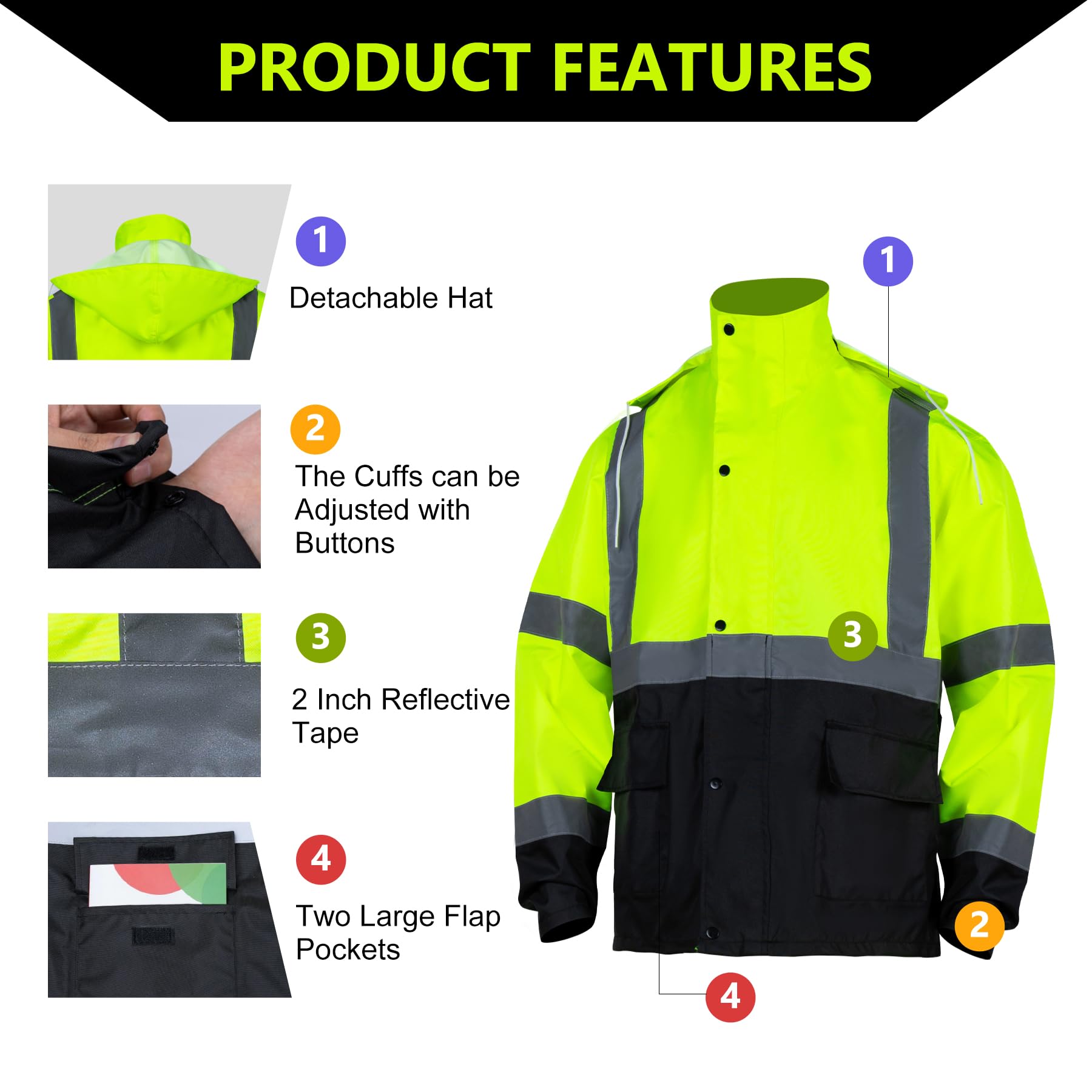 Reflective Safety Safety Jackets Work Rain Jacket Men Terra Men's