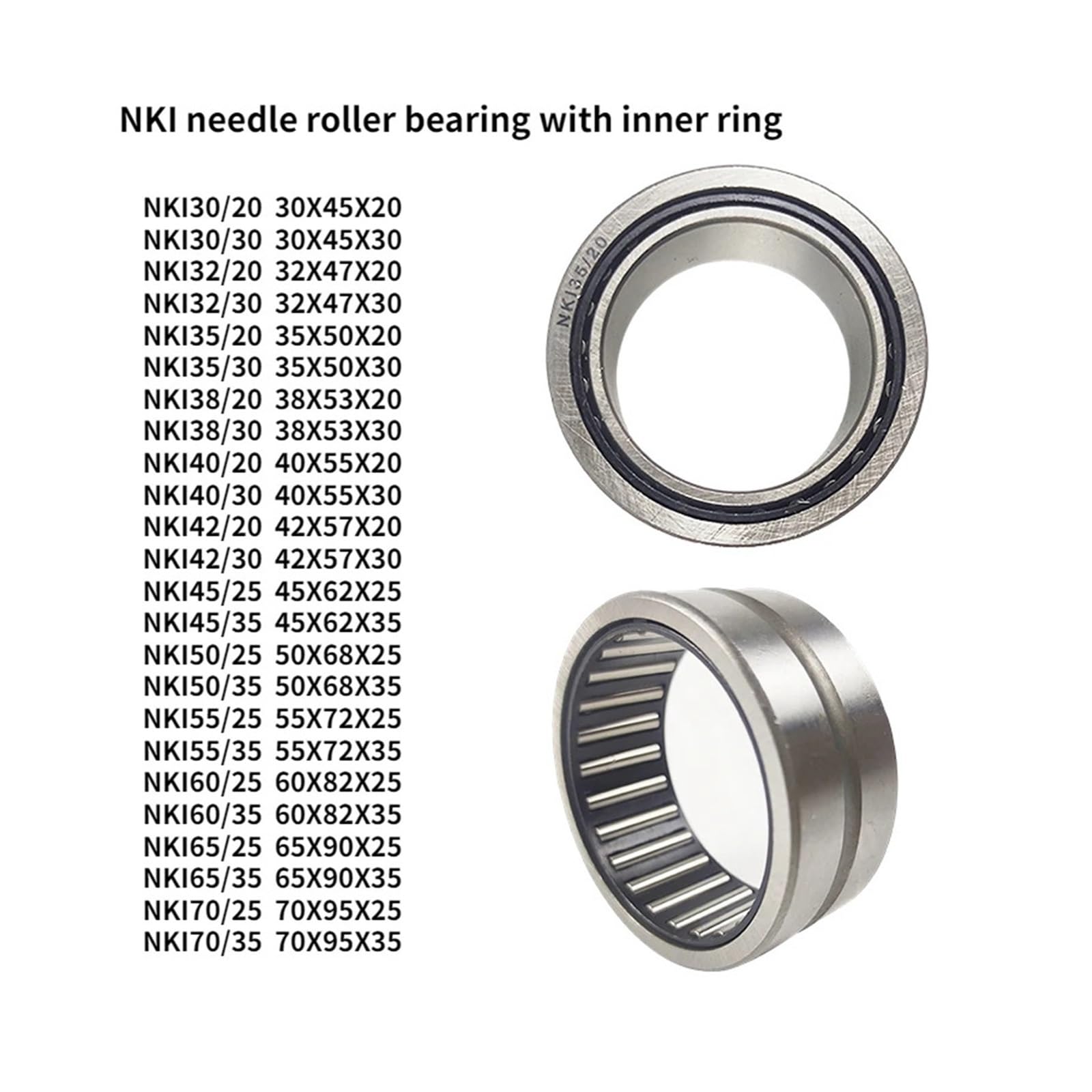 Cojinete de rodillos, Rodamiento de agujas con anillo interior la serie NKI NKI30/20 30/30 32/20 32/30 35/20 38/20 38/30 40/20 40/30 42/20 42/30 45/25 45/3(NKI65-35 65X90X35)