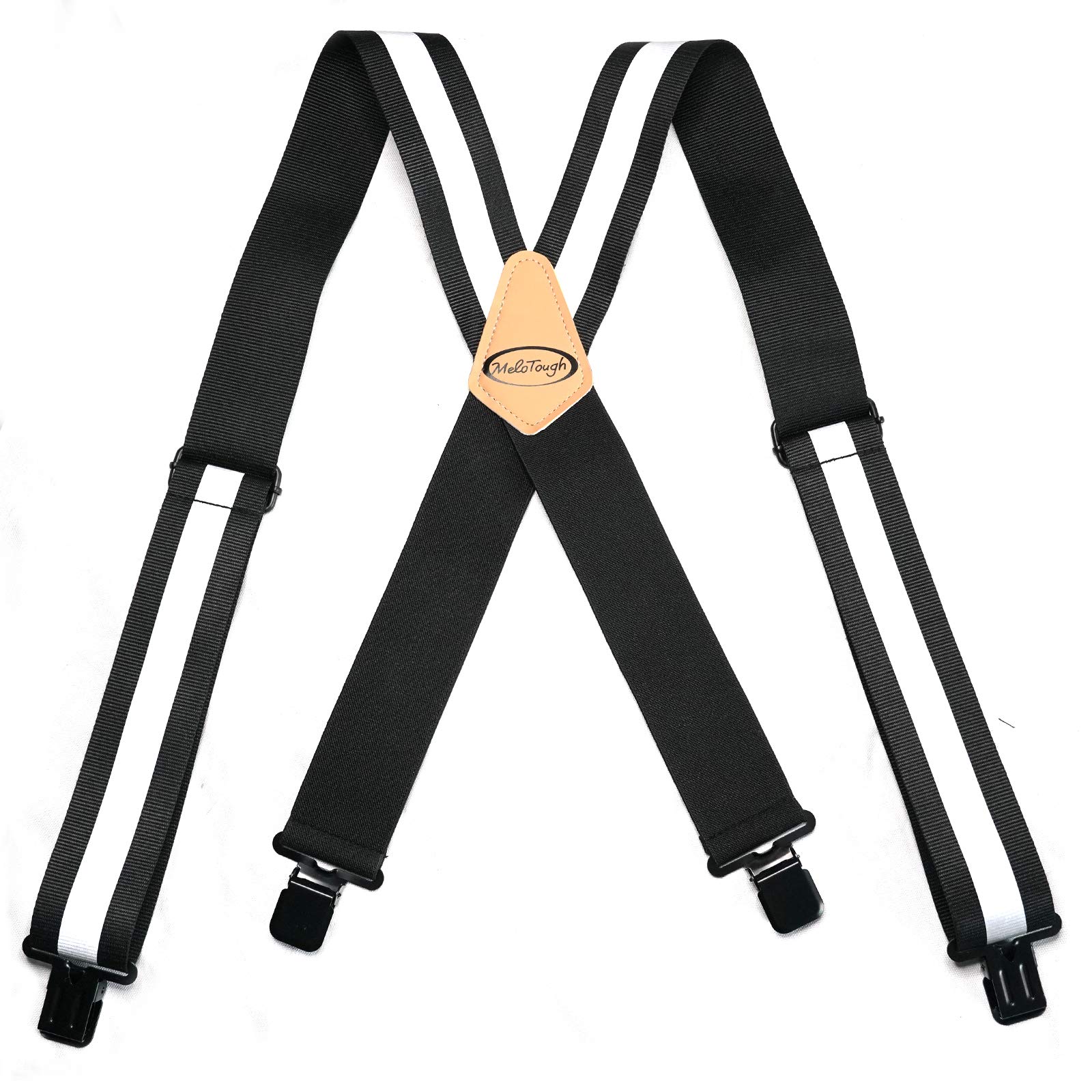 MELOTOUGH Men's Suspender 2" Wide Partial Elastic Strap for Jeans Pants