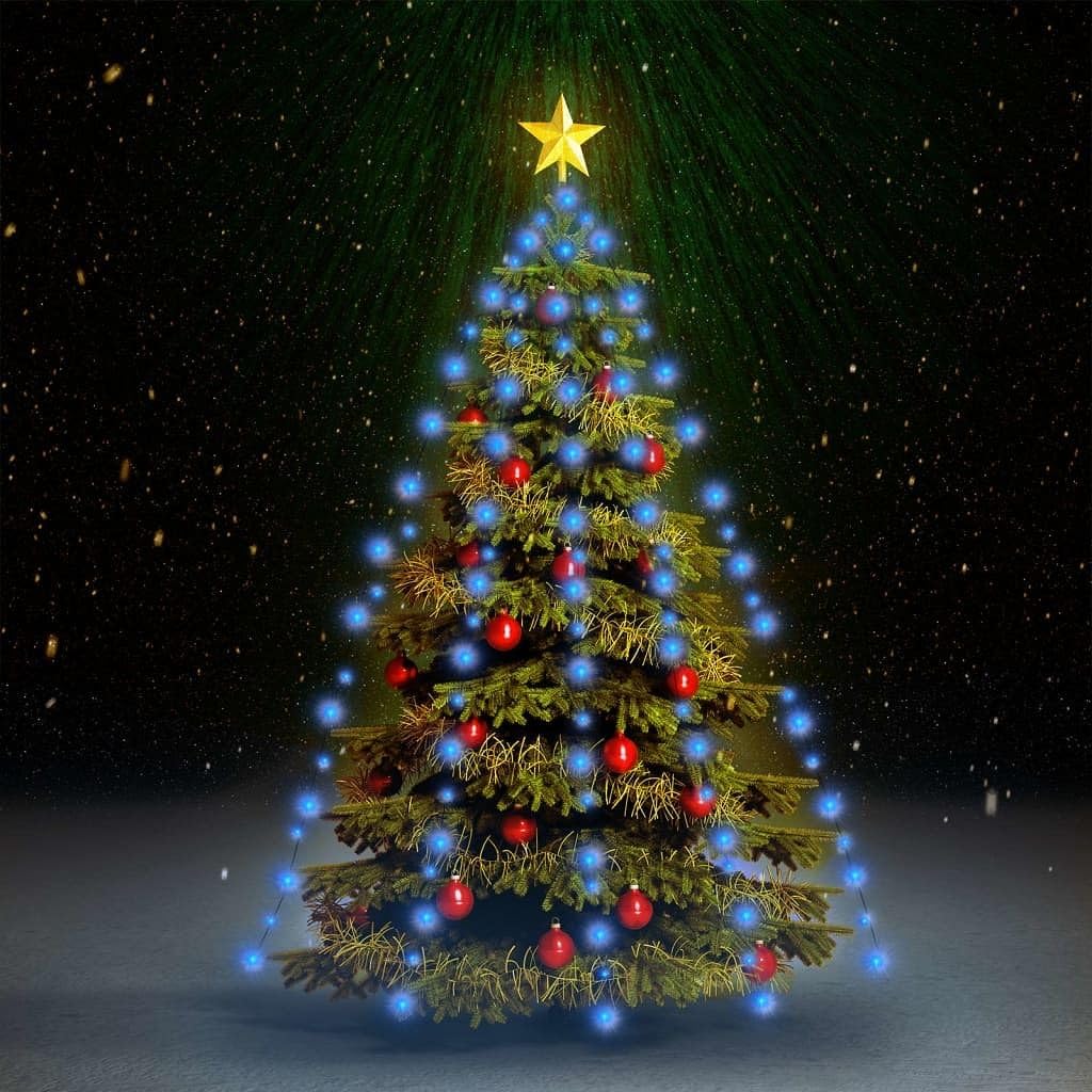 vidaXL Christmas Tree Net Lights - Indoor and Outdoor Use - Water-Resistant 150 LED Light Strings - 8 Different Effects - Blue Light Show - 5M USB Cable — image 1