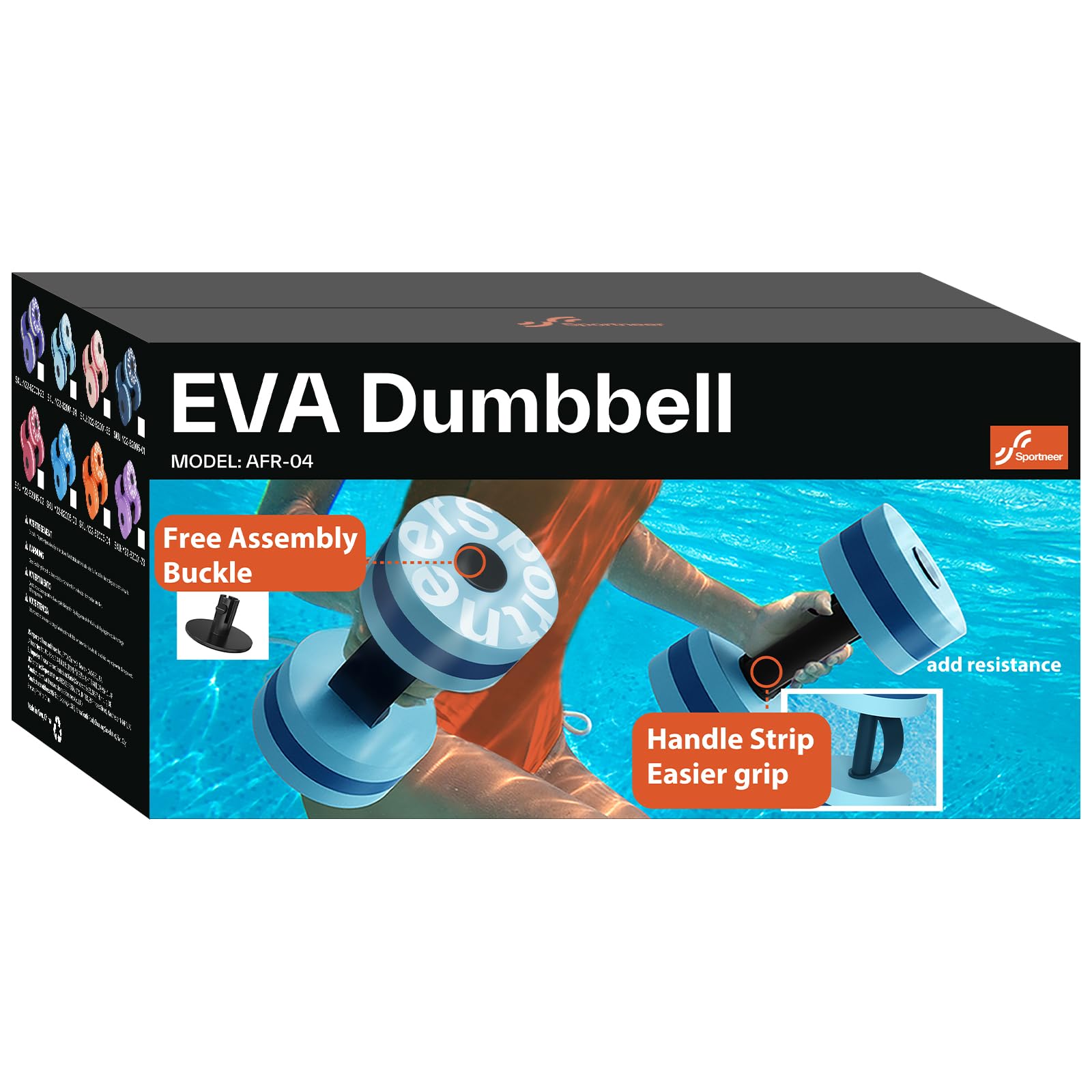 Sportneer Lot d'haltères en mousse EVA pour l'aquagym et l'aquafitness, appareils d'aquagym et accessoires pour un entraînement efficace de l'eau