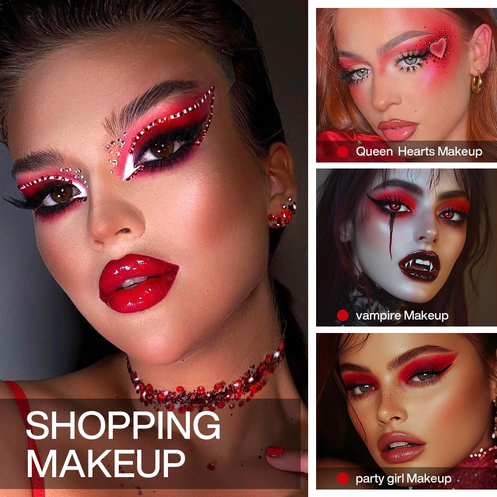 Sombra de ojos roja mate única, paleta de sombras de ojos roja verdadera altamente pigmentada, maquillaje de ojos rojos de larga duración, sombra de ojos gótica roja, pintura roja para la 5