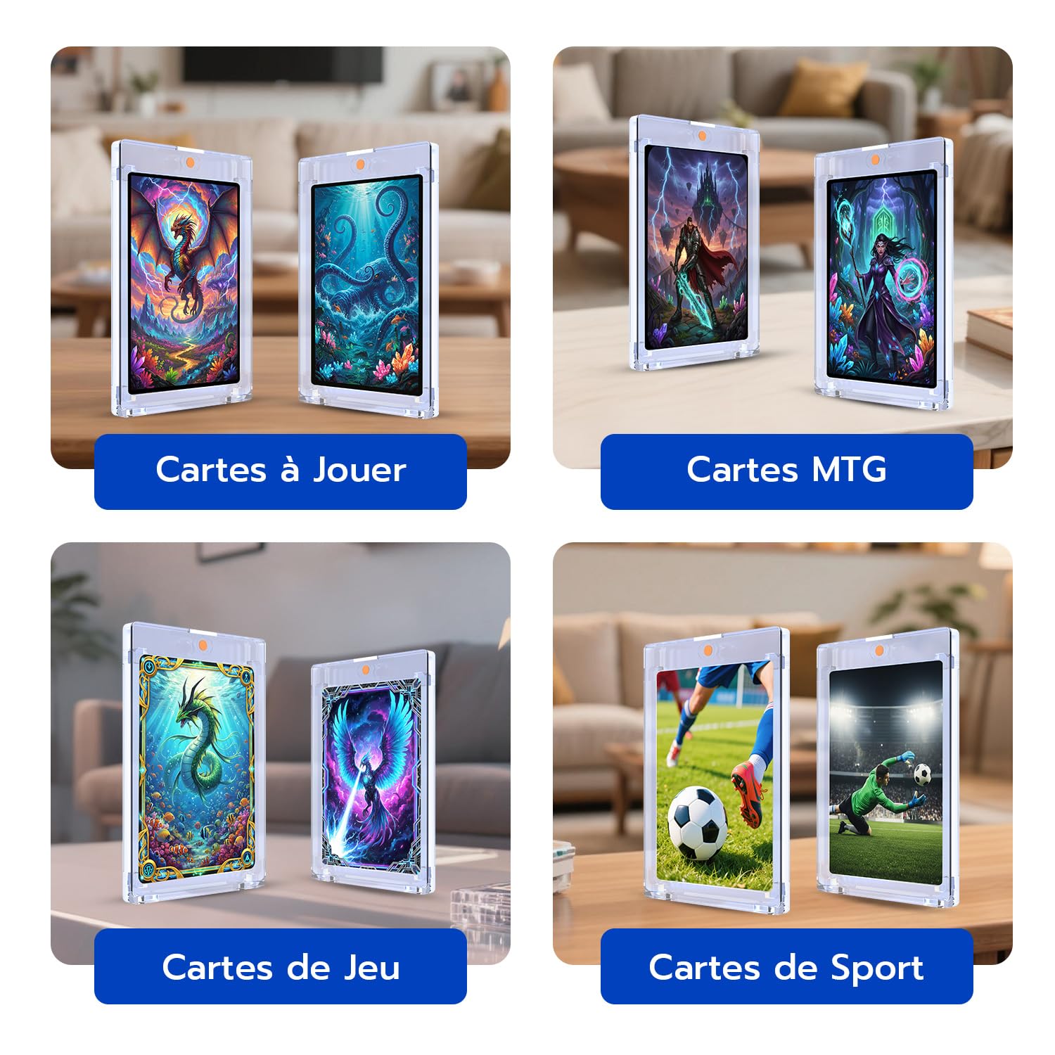 20 Étuis Porte Magnetic Card Holder 35PT, Protège Carte UV Protection Cartes, Pour Cartes Magic, TCG, MTG, Sport, Baseball, Coins Diamantés, Transparents