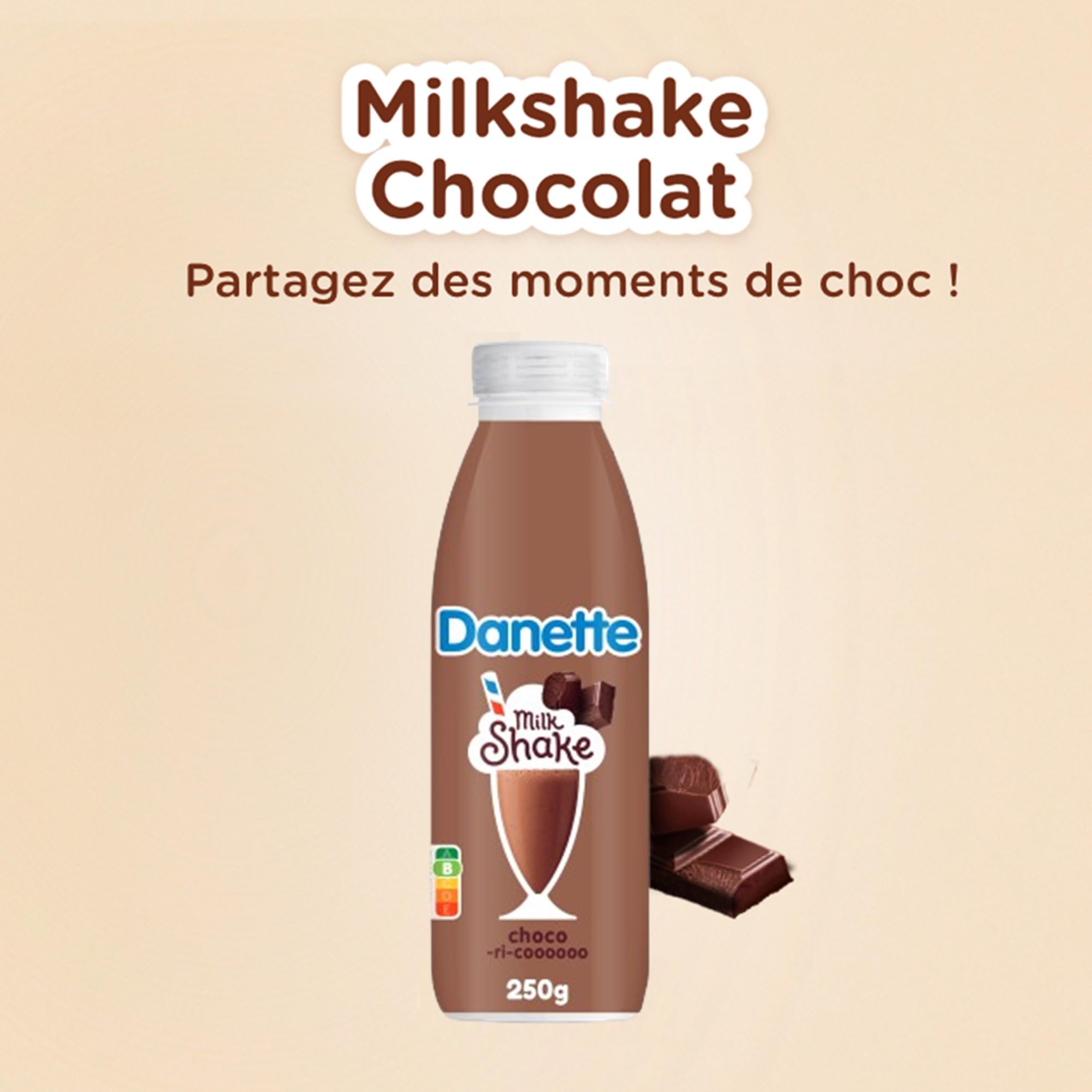 Danette Milkshake - Boisson gourmande - Saveur Chocolat - 250g - Lot de 6x250g