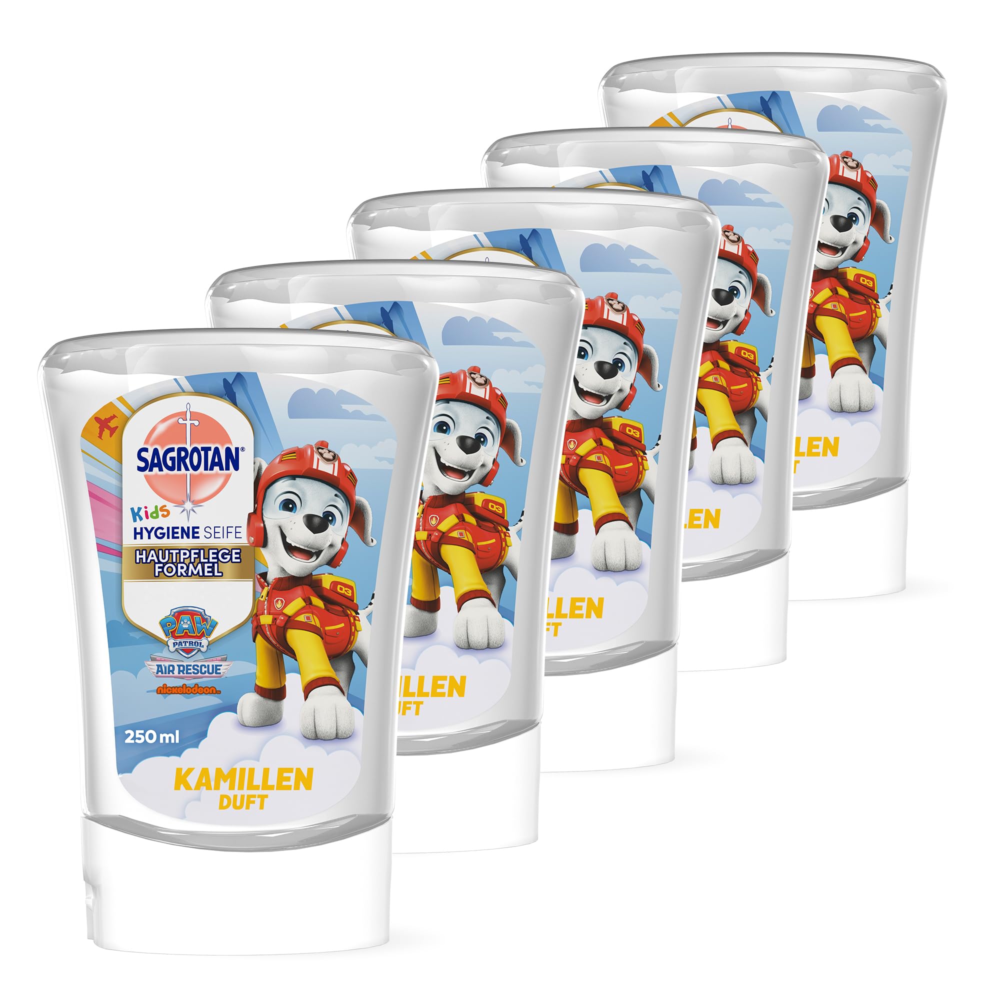 Sagrotan Kids No-Touch Nachfüller Kamille – Für den automatischen Seifenspender – 5 x 250 ml Handseife