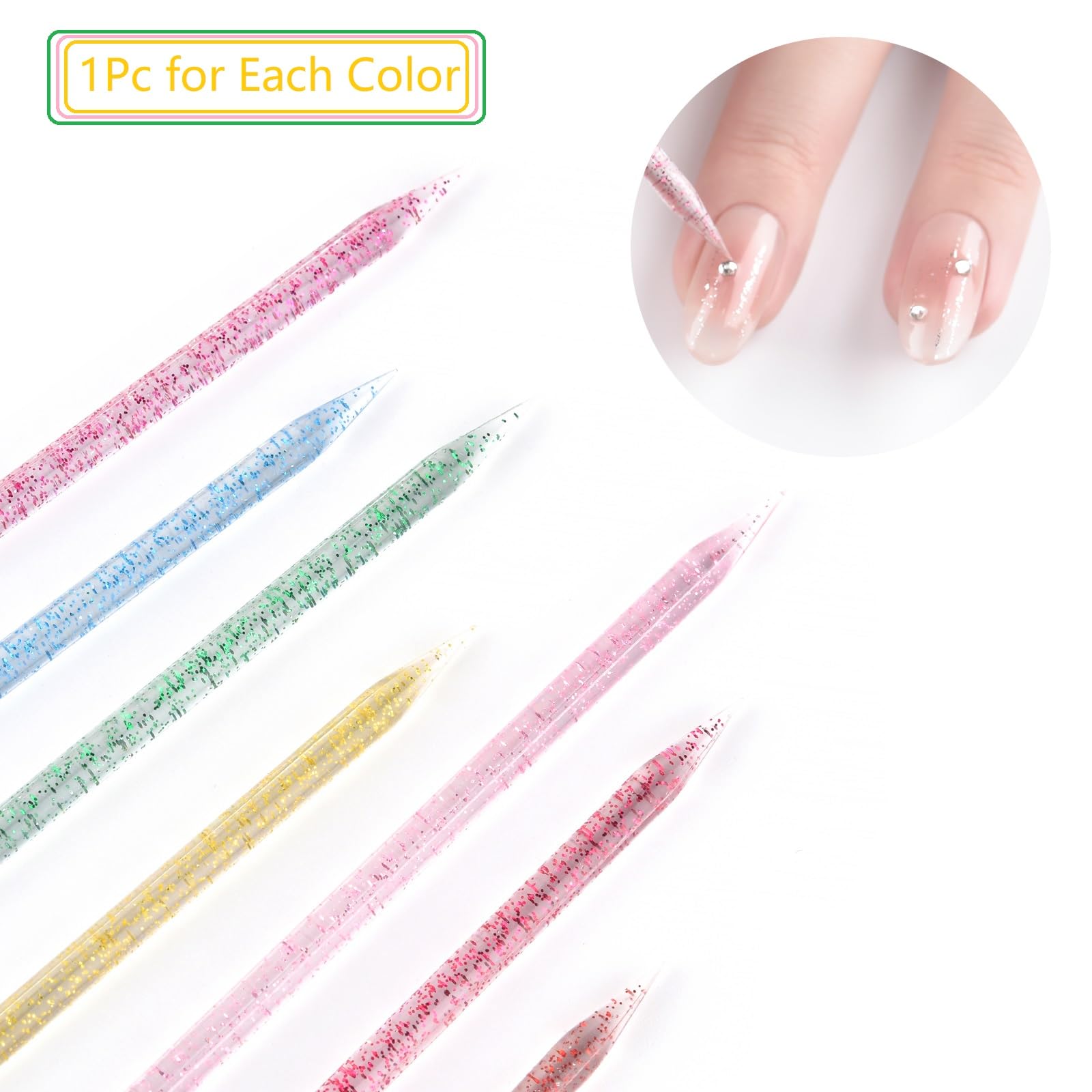 KADS 7 Colors Disposable Nail Stick Cuticle Pusher bulk, Nail Care Sticks, Cuticle Manicure and Pedicure Stick for Fingernail, Cleaning Cuticle Stick (7Pcs)