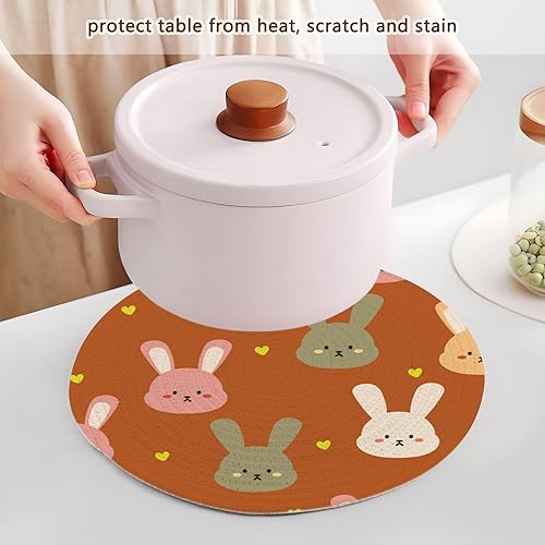 Miniatura 5 de 3 Pcs Trivet Pot Holder Colorful Cute Cartoon Bunny for Hot Pots and Pans 15in Cotton Thread Weave Cooking Potholder Set Holder for Teapot Plate