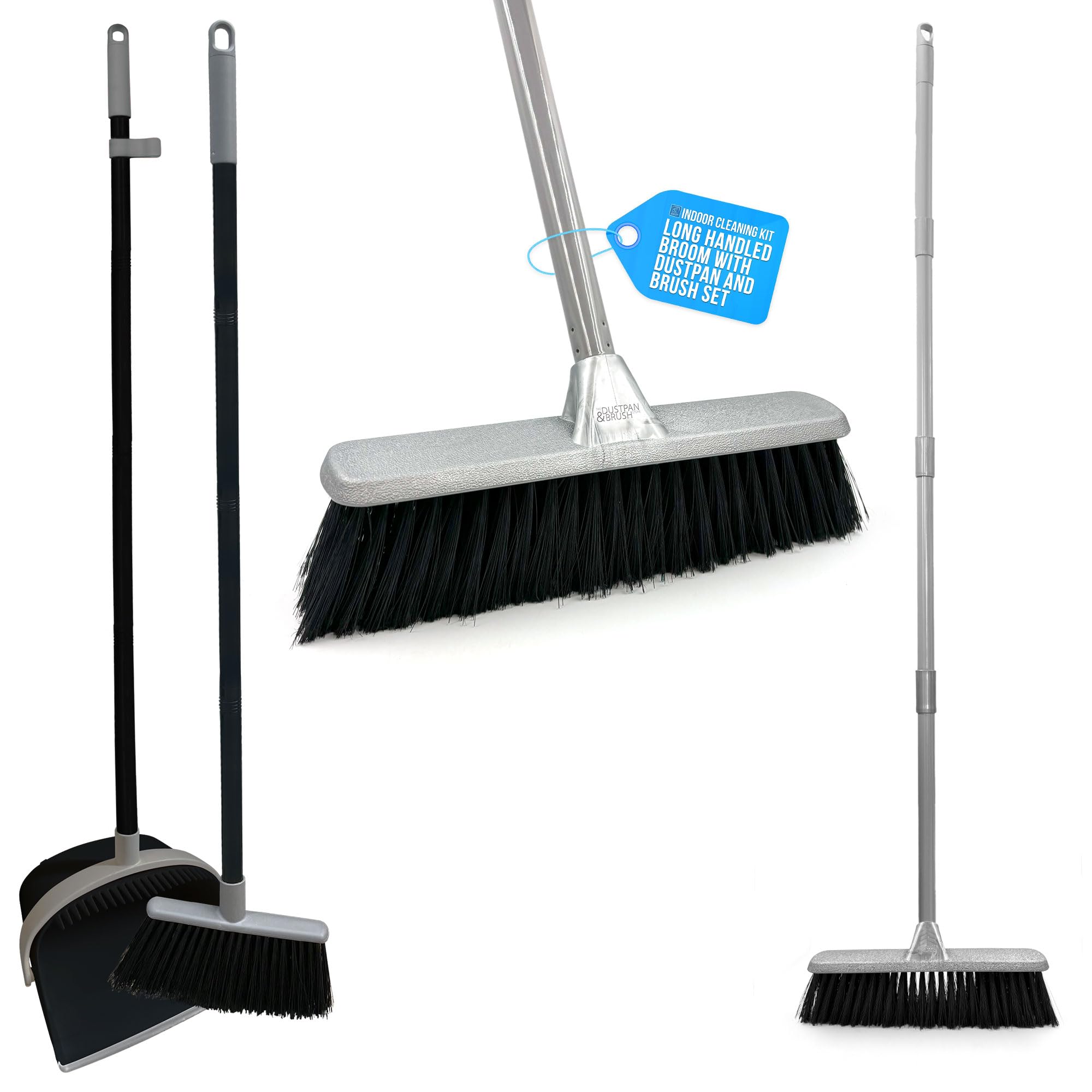 Tdbs The Dustpan And Brush Store Sweeping Brush Indoor Cleaning Kit Set - Indoor Broom Soft Bristle And Dustpan And Brush Set, 180° Swivel Dustpan Head - Soft Broom Bristles Set For Kitchen, Living Room, Bedroom Cleaning
