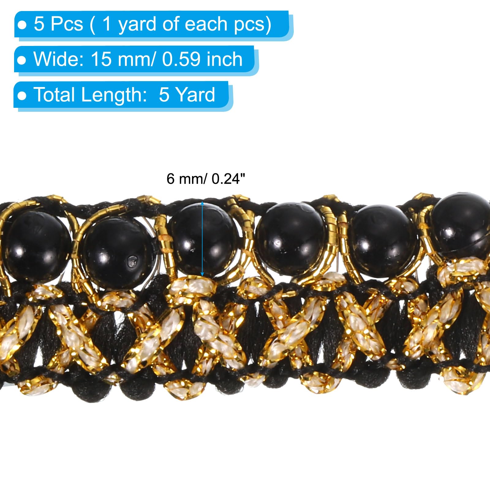 PATIKIL 5 Yard Faux Pearls Lace Ribbon - Image 2