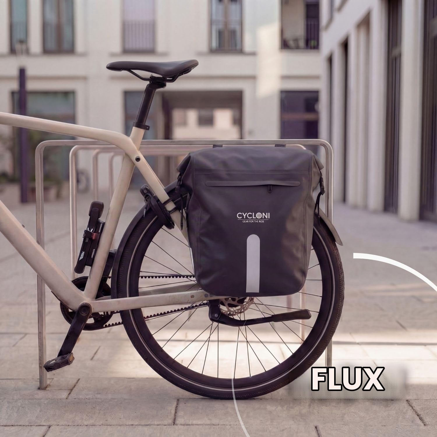 Flow Double Sacoche Vélo 48L - Noir | Porte-bagage arrière étanche | 2x24L imperméable rolltop pour vélo électrique