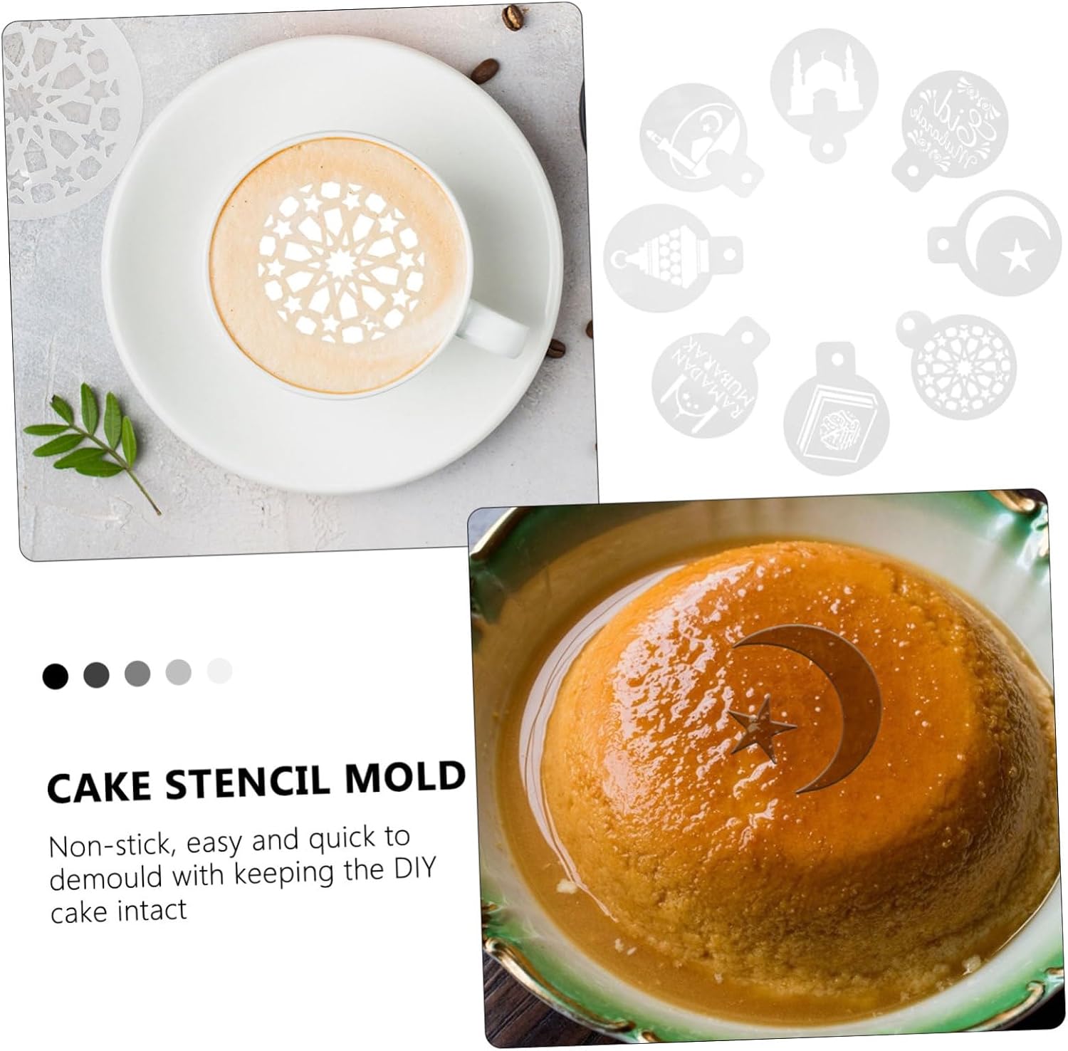 16Pcs Muslim Festival Cake Stencil Molds Baking Templates for Latte Art and Cake Decorating Lightweight Compact Design Smooth Surface Easy to Use and Clean