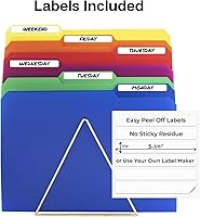 Vista 2 de Dunwell Carpetas de archivos de plástico de colores (paquete de 24), coloridas carpetas de archivo de 1/3 pestañas para documentos de tamaño carta