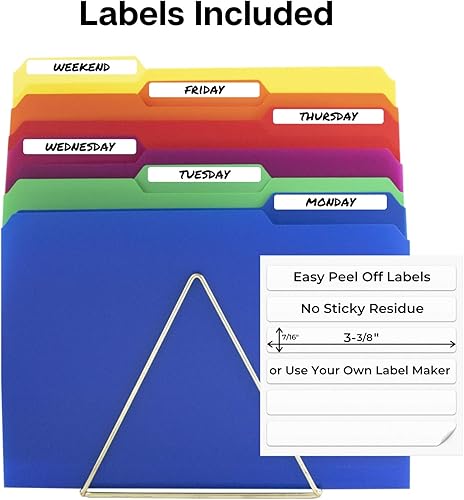 Miniatura 2 de Dunwell Carpetas de archivos de plástico de colores (paquete de 24), coloridas carpetas de archivo de 1/3 pestañas para documentos de tamaño carta