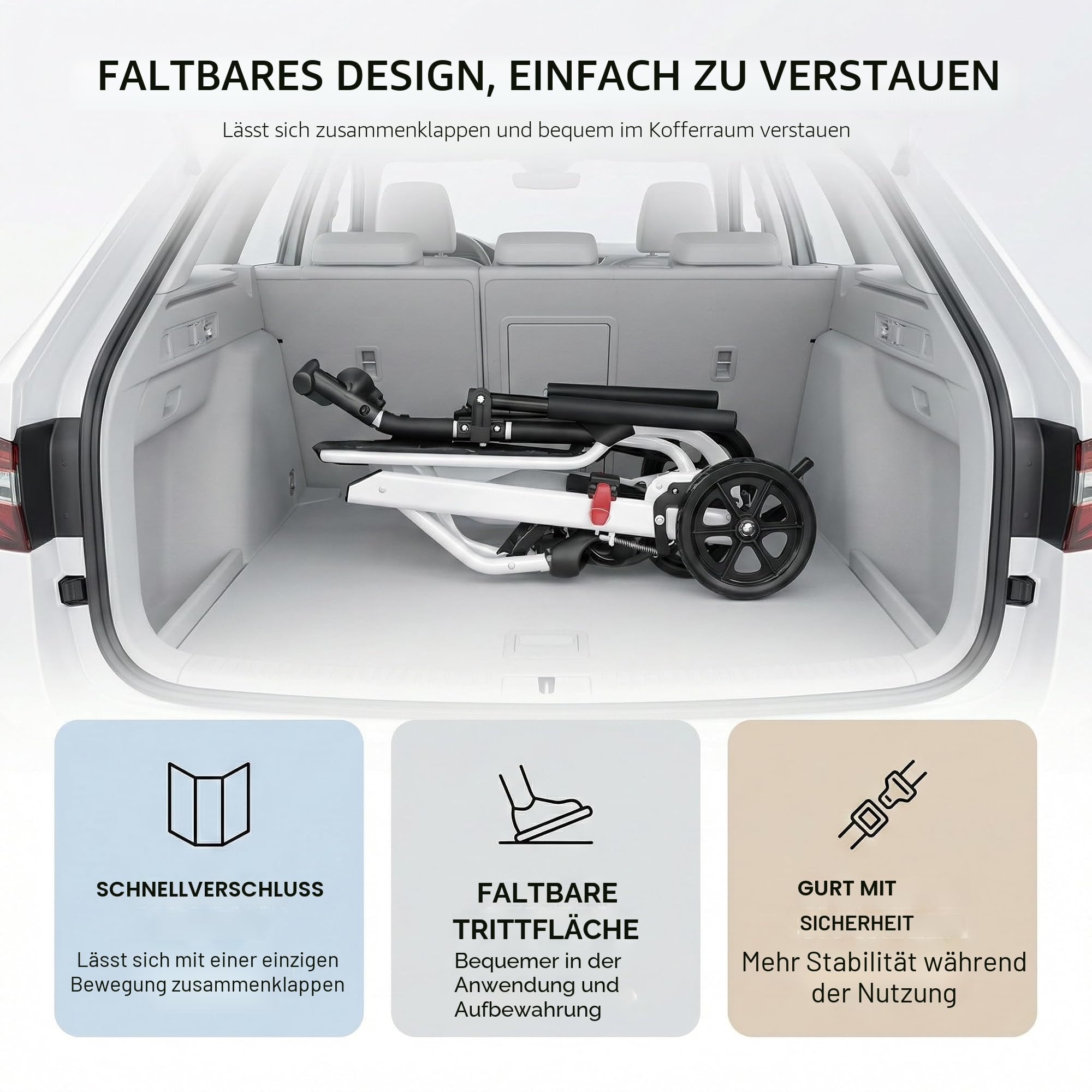 Ultraleichter faltbarer Reiserollstuhl mit Handbremse, leichter 8,2 kg Kohlenstoffstahlrahmen, 280° drehbare Räder, verstellbarer Sicherheitsgurt, tragbarer Outdoor-Rollstuhl für Reisen mit dem