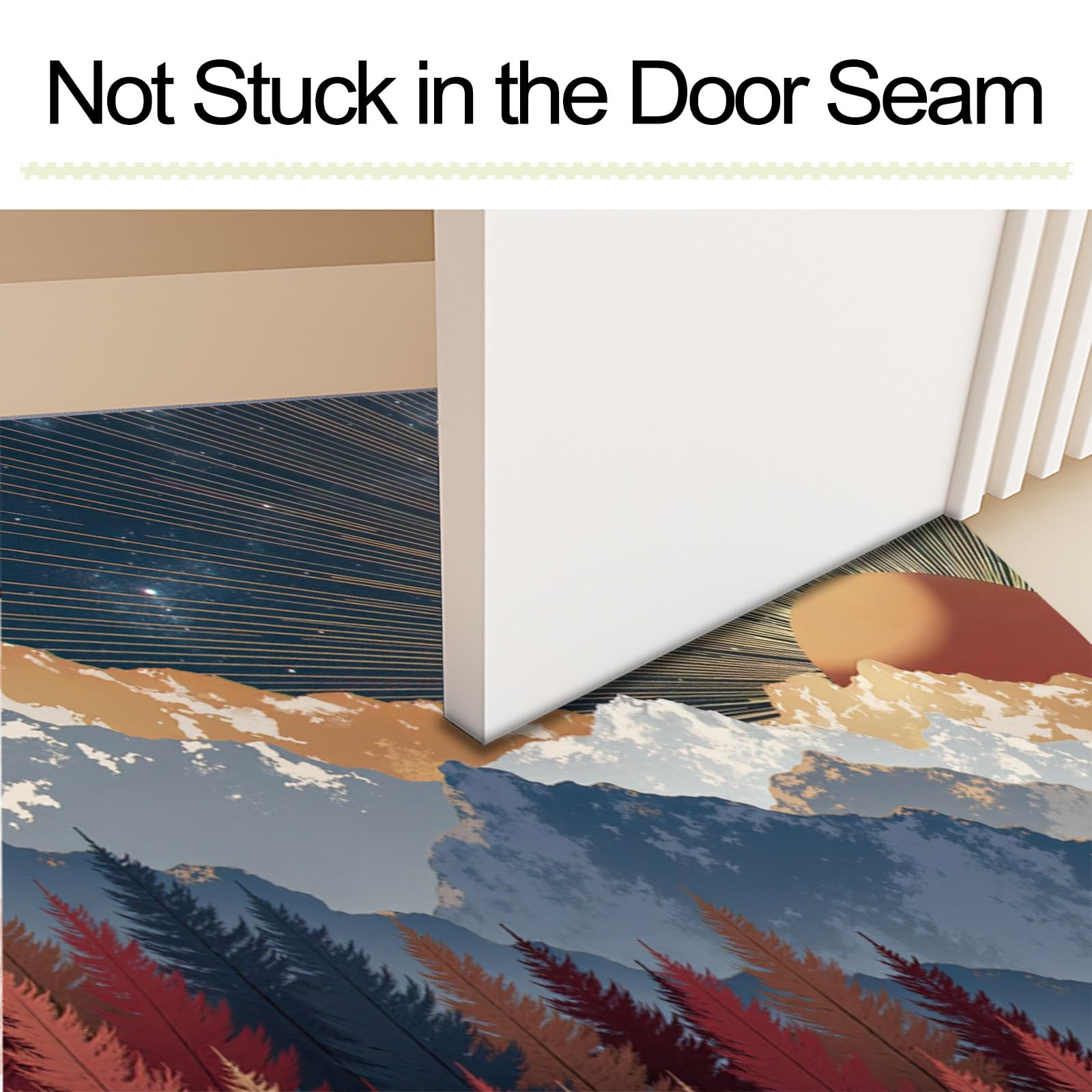 80X120Cm Zerbino Ingresso Interno Antiscivolo Assorbente, Tappeto In Microfibra Sottile Lavabile Con Montagne Dell'Alba Boema Cielo Stellato Lussuoso Per Cucina Bagno Porta E Animali, Blu Scuro