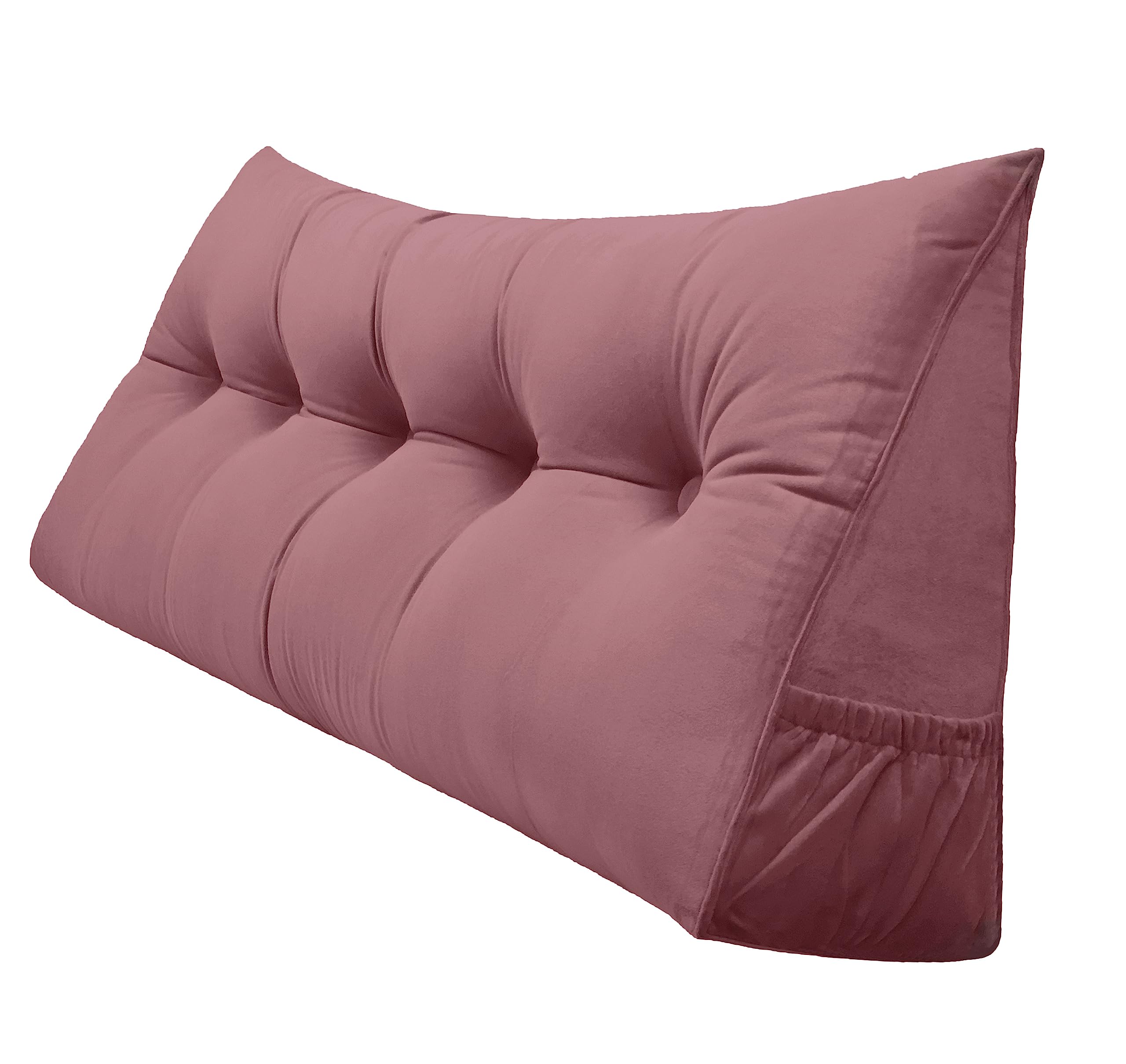 Peachwell Triangular Reading Bed Rest Pillow Large Bolster Cushion Headboard Backrest Wedge Pillow with Removable Cover and Two Large Side Pockets (