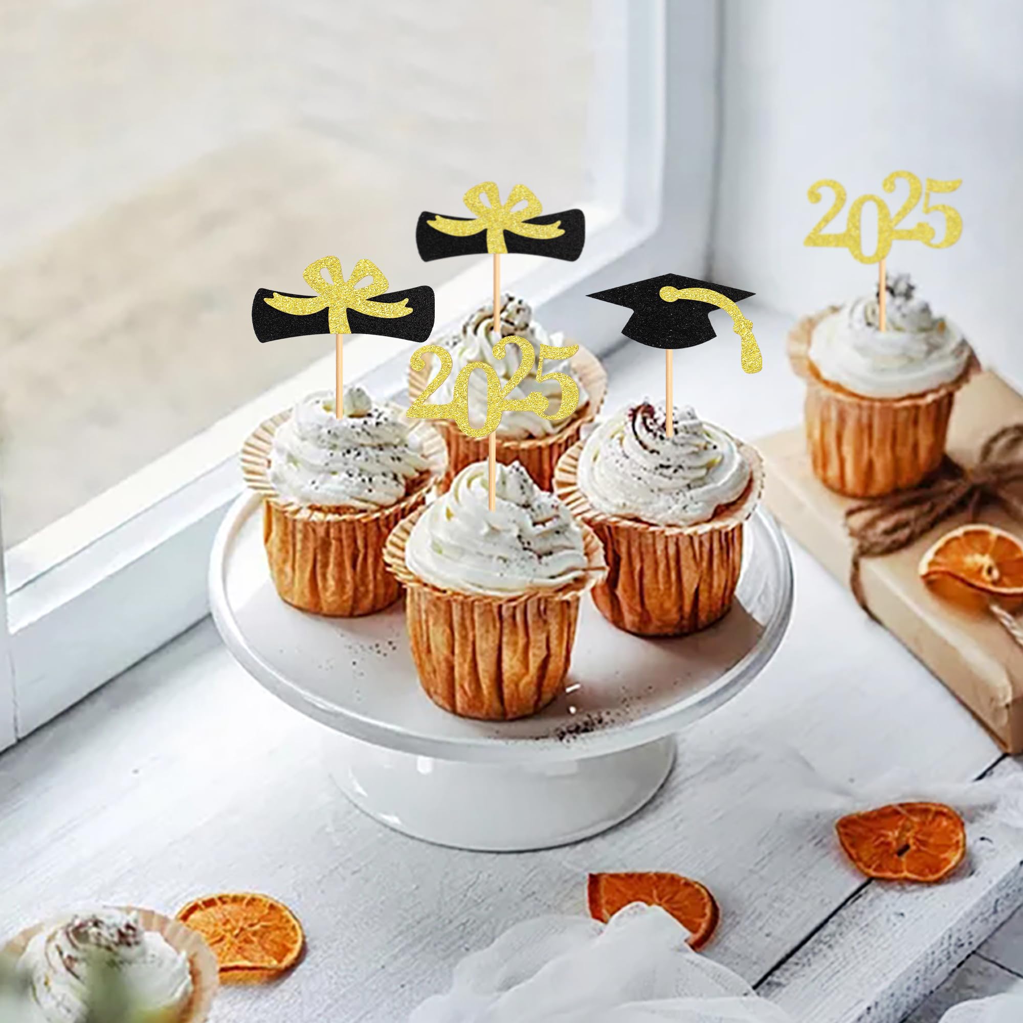 Lot De 24 Décorations De Cupcakes 2024 à Paillettes Dorées