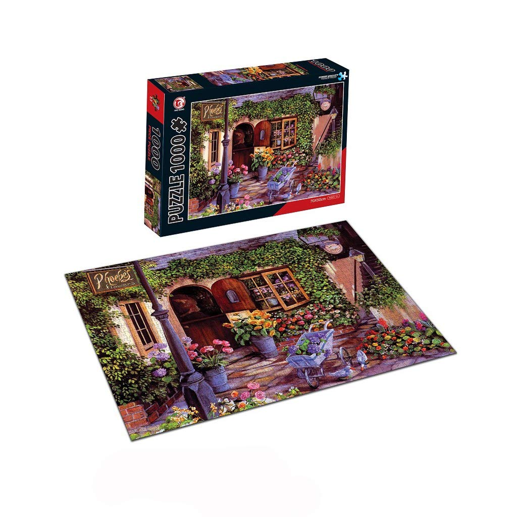 Zumint Adult 1000 pieces Jigsaw Puzzles, Landscape Series, Flower shop in operation, Jigsaw for Grown Ups Children Educational Games Toys Jigsaw Floor Puzzle, 28 x 20 inch