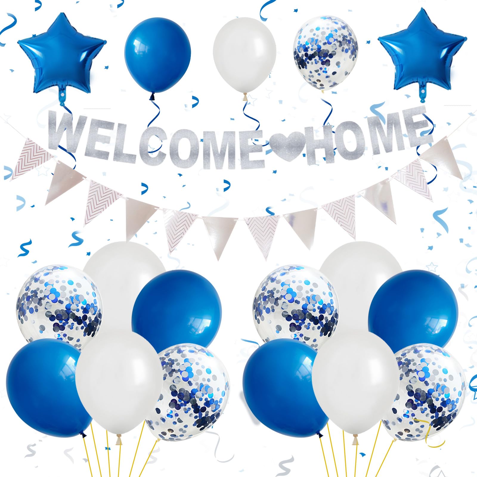 16-teiliges Welcome Home Deko-Set – Mit Ballons, Banner, Herz & Stern