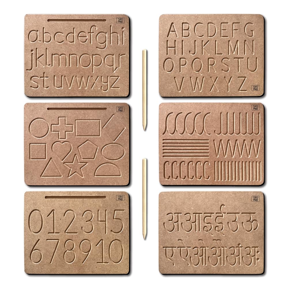 YaYplay Educational Wooden Tracing Board For Kids|Reading&Writing Board Toys For 2+Years Old Kids|Double Sided Board Set Of 3|English Alphabets Capital, Small, Hindi, Numbers, Shape, Pattern (B0BRJS181J) Amazon Price History, Amazon Price Tracker