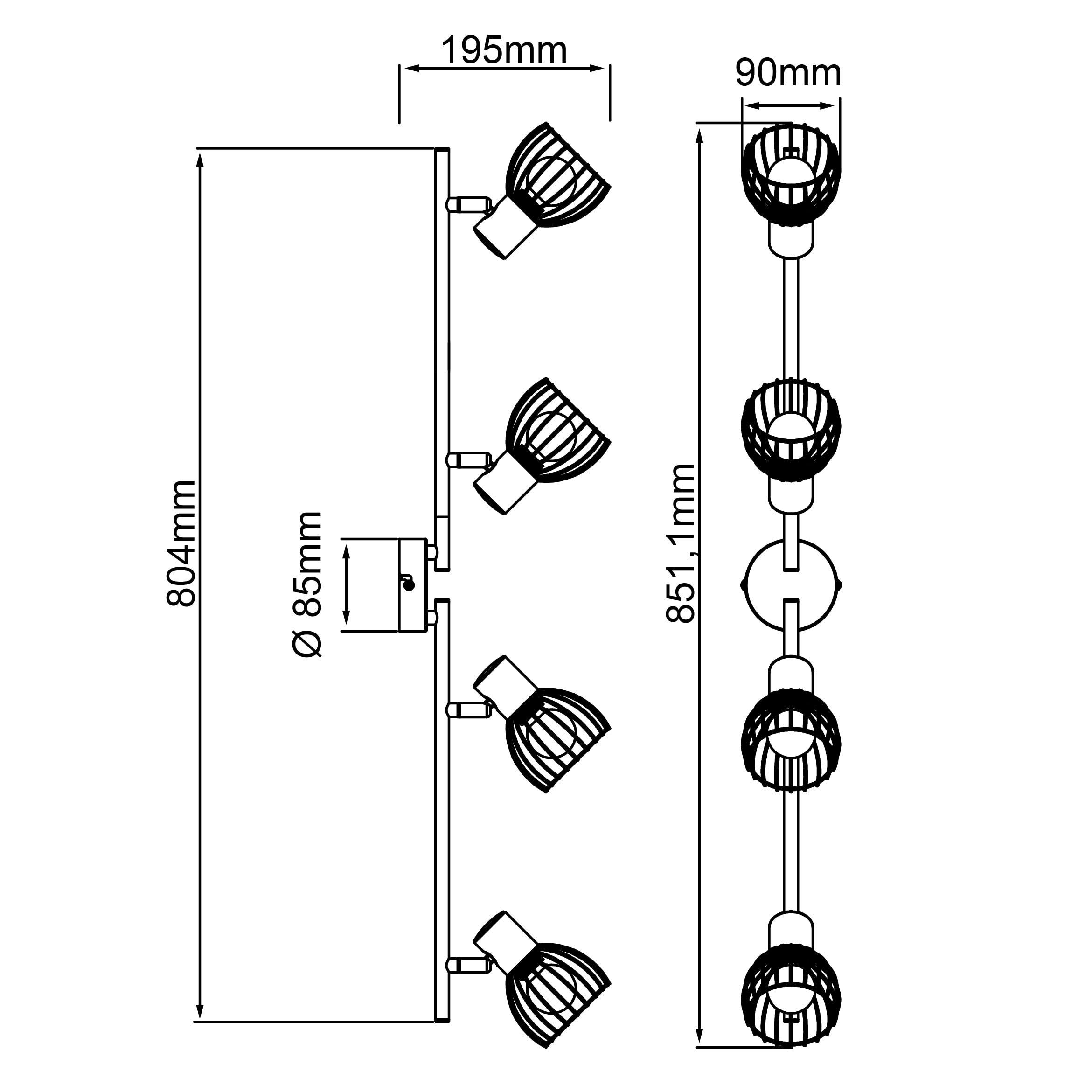 BRILLIANT Lampe Moka Spot Tube 4flg Blanc Mat/marron | 4x PAR51, GU10, 10W, Adapté Aux Lampes à Réflecteur (non Incluses) | Échelle A à E | Têtes Pivotantes