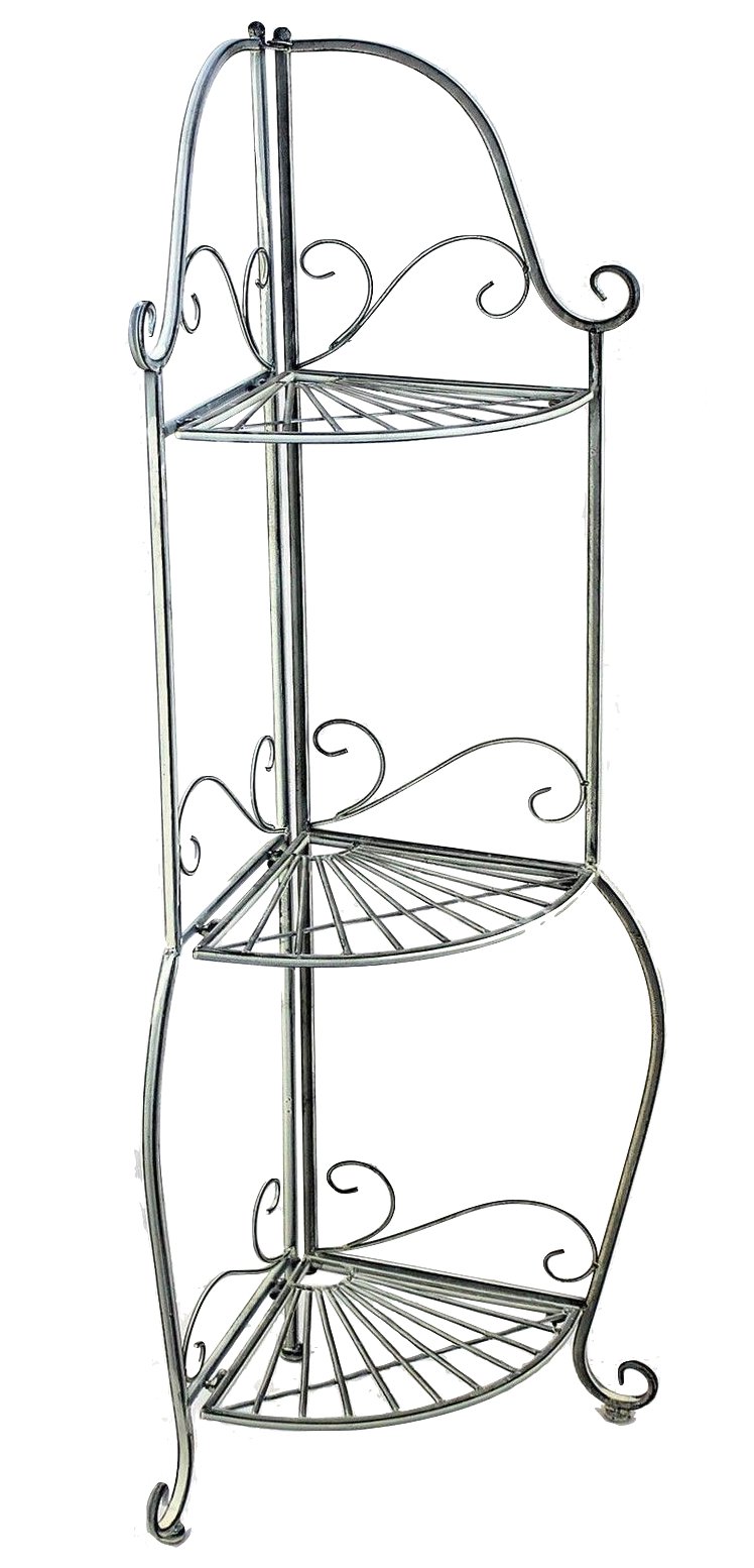 DanDiBo Eckregal Romance 20113 Regal aus Metall 125 cm Badregal Antik Grau Küchenregal
