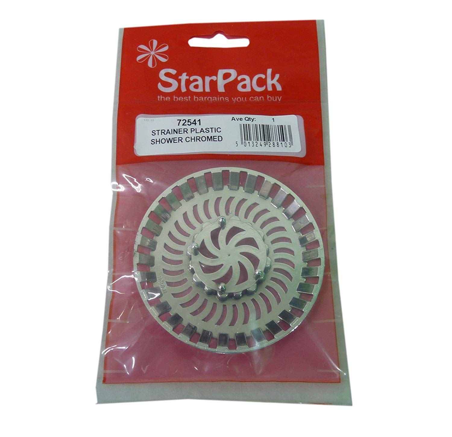 Shower Strainer Plastic Chromed Star Pack 72541