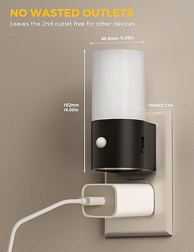 Miniatura 7 de L LOHAS LED Luz nocturna con sensor de movimiento, 2 unidades Luz nocturna activada por movimiento enchufable a la pared, regulable 100 lúmenes,