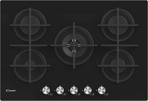 Candy CVG74WPB Piano Cottura a Gas in Vetro Temperato, 5 Fuochi, da...