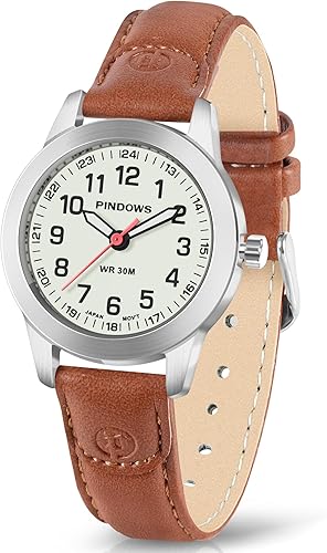 Reloj analógico de cuarzo para mujer, mini reloj de vestir para mujer, esfera de fácil lectura, 3ATM, resistente al agua, correa de cuero, correa de