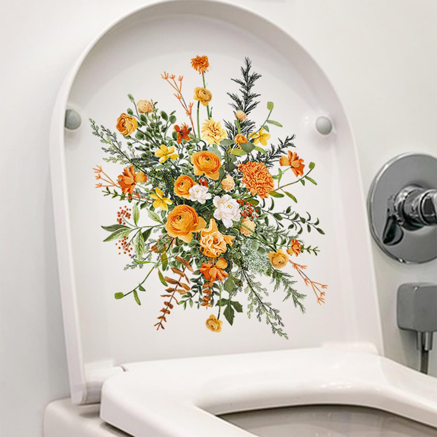 Adhesivos Baño - Pegatinas Tapa Inodoro Little Daisy | PVC, Acuarela, Fácil Quitar Y Poner